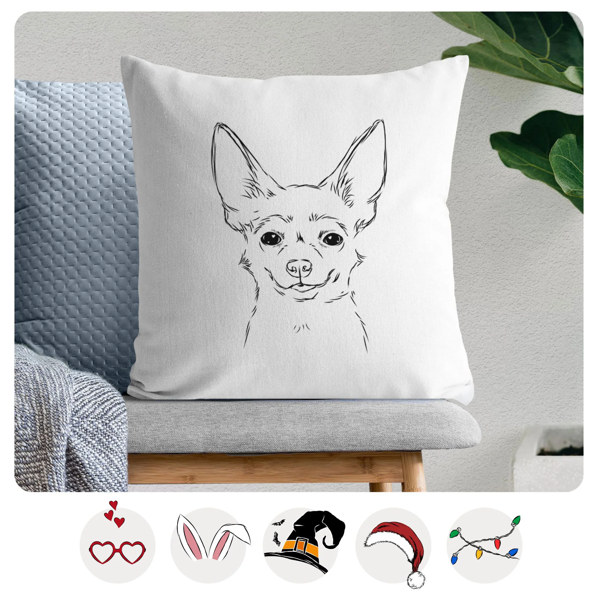 Amos the Chihuahua - Throw Pillow Cover