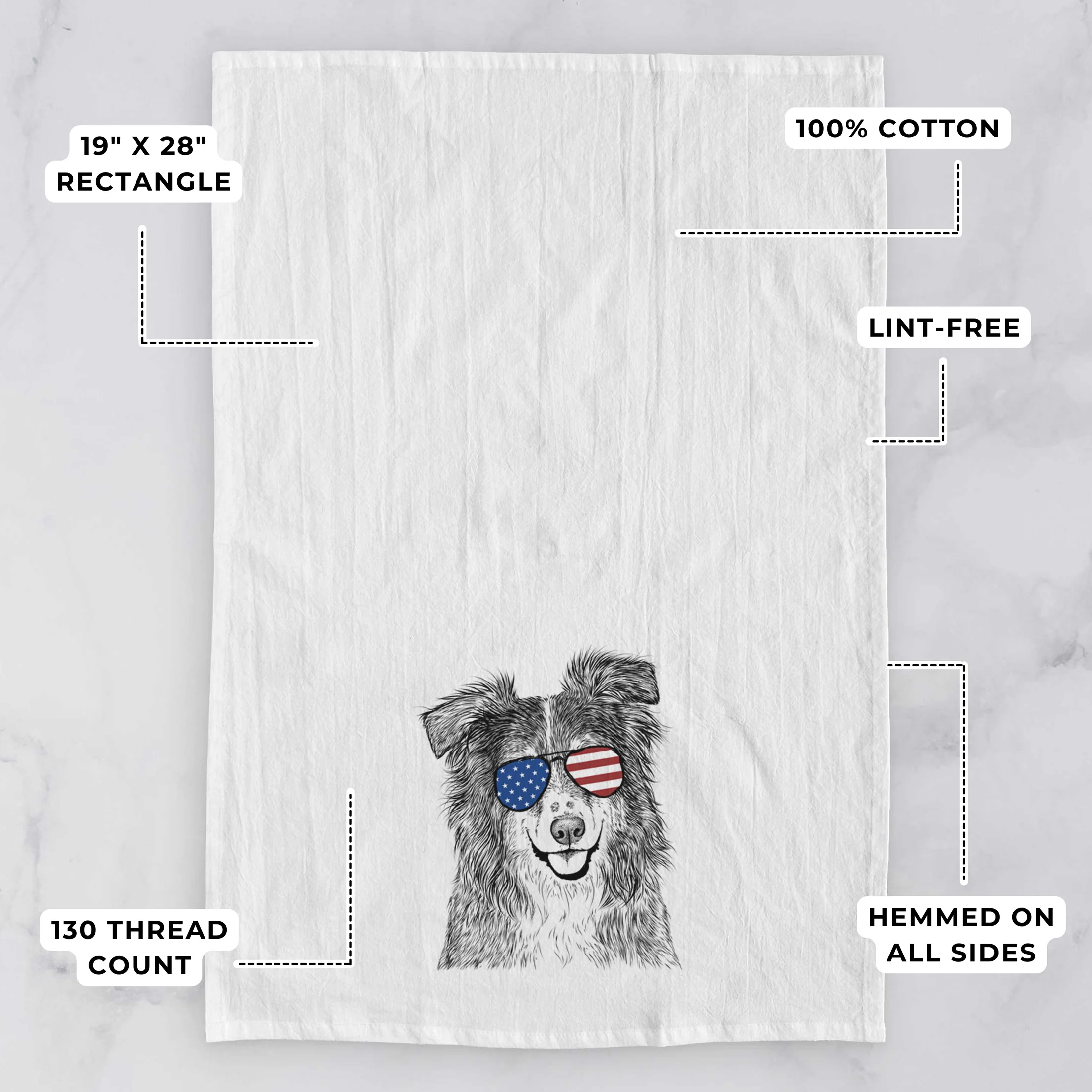 Aushe the Australian Shepherd Tea Towel - Image 3