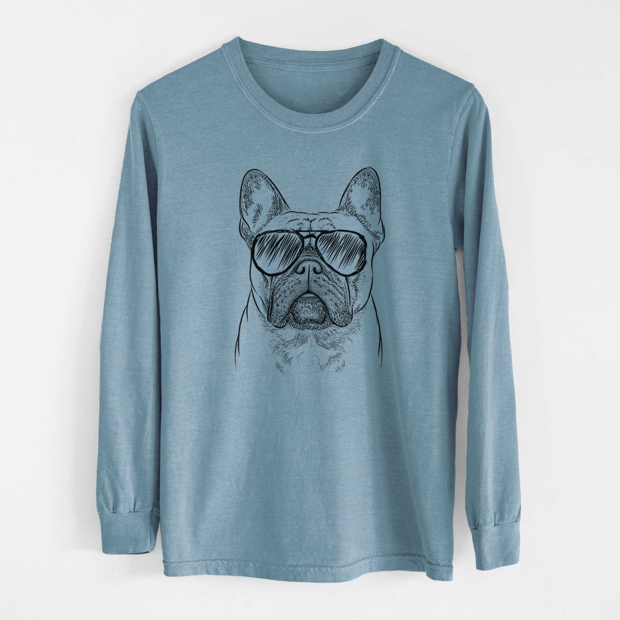 Aviator Acelynn the French Bulldog - Men's Heavyweight 100% Cotton Long Sleeve - Image 8