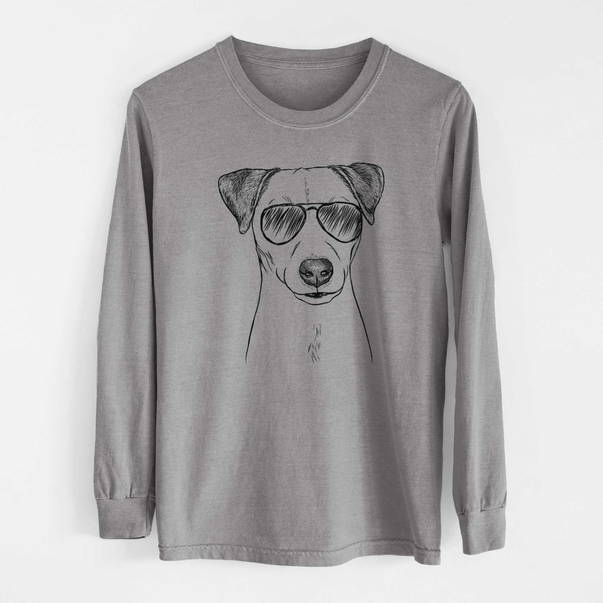 Aviator Ally the Jack Russell Terrier - Men's Heavyweight 100% Cotton Long Sleeve - Image 7