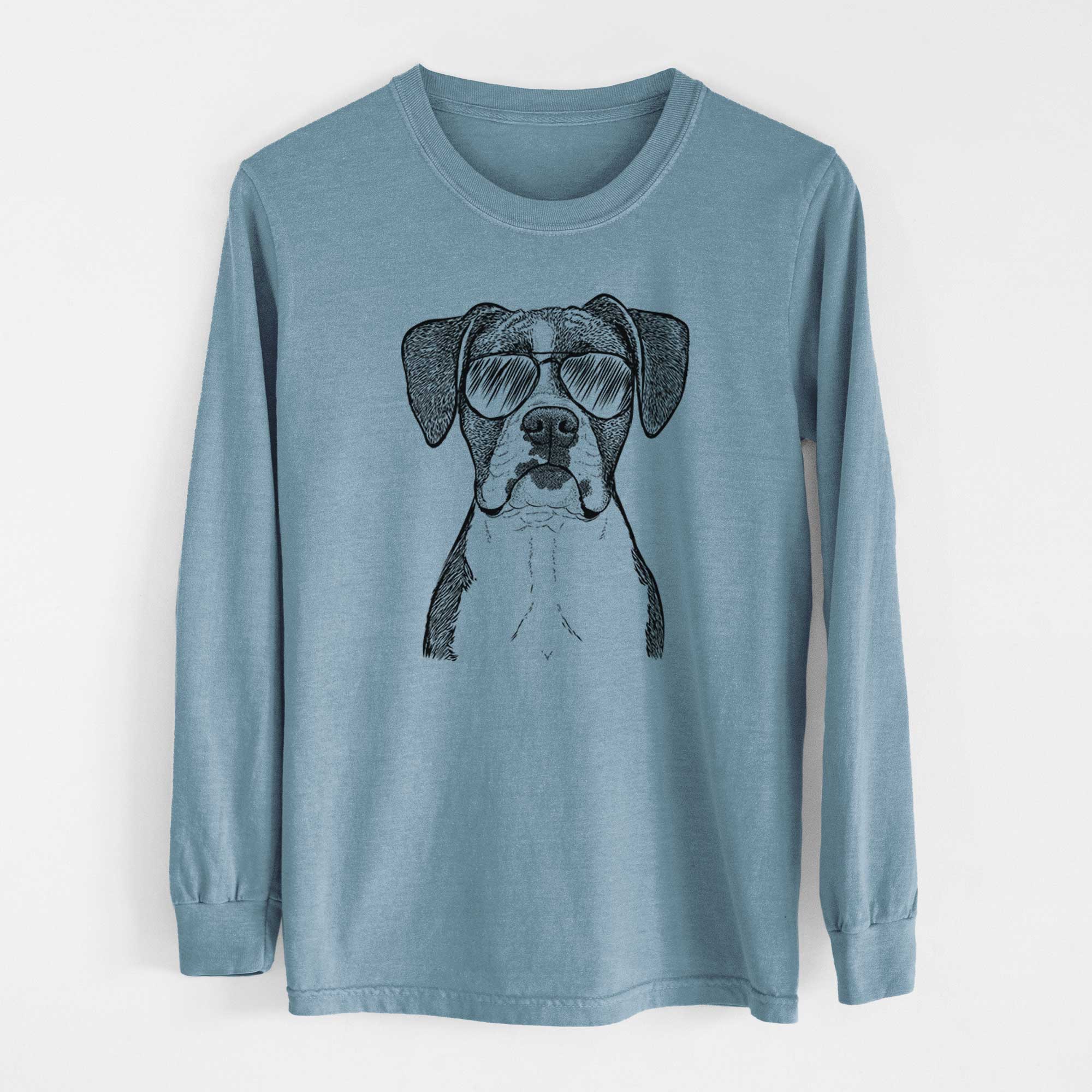 Aviator Annie the Boxer - Men's Heavyweight 100% Cotton Long Sleeve - Image 8