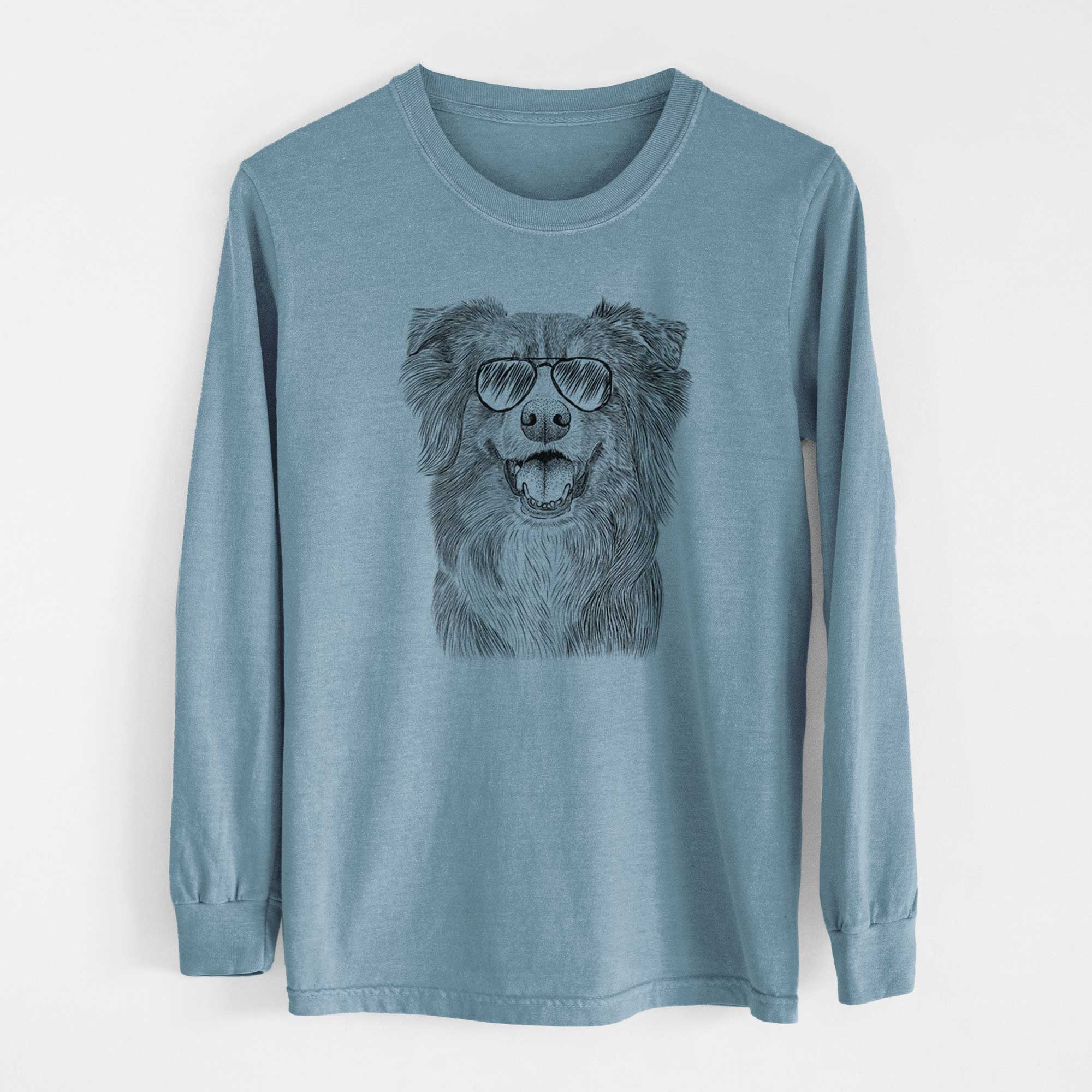 Aviator Aussie Parker the Australian Shepherd - Men's Heavyweight 100% Cotton Long Sleeve - Image 8