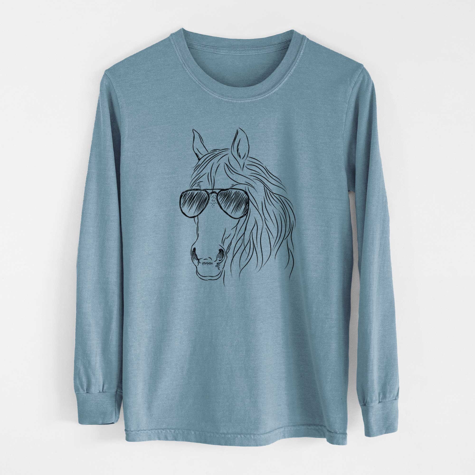 Aviator Aria the Horse - Men's Heavyweight 100% Cotton Long Sleeve - Image 8