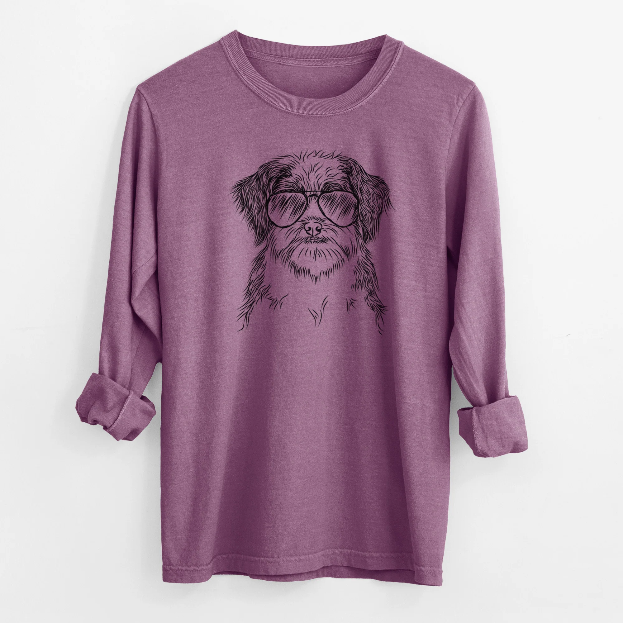 Aviator Asa the Havanese - Men's Heavyweight 100% Cotton Long Sleeve - Image 10