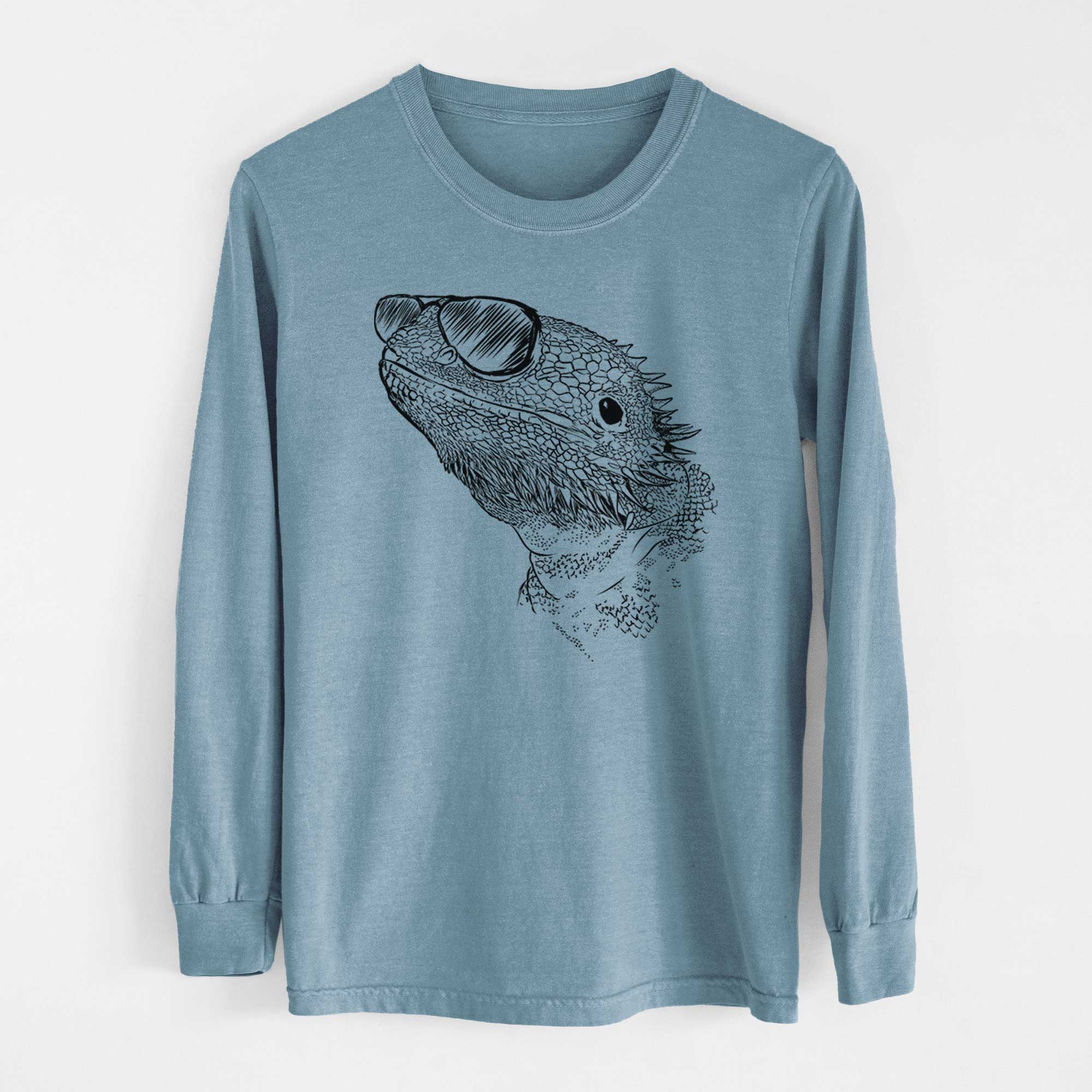 Aviator Ash the Bearded Dragon - Men's Heavyweight 100% Cotton Long Sleeve - Image 8