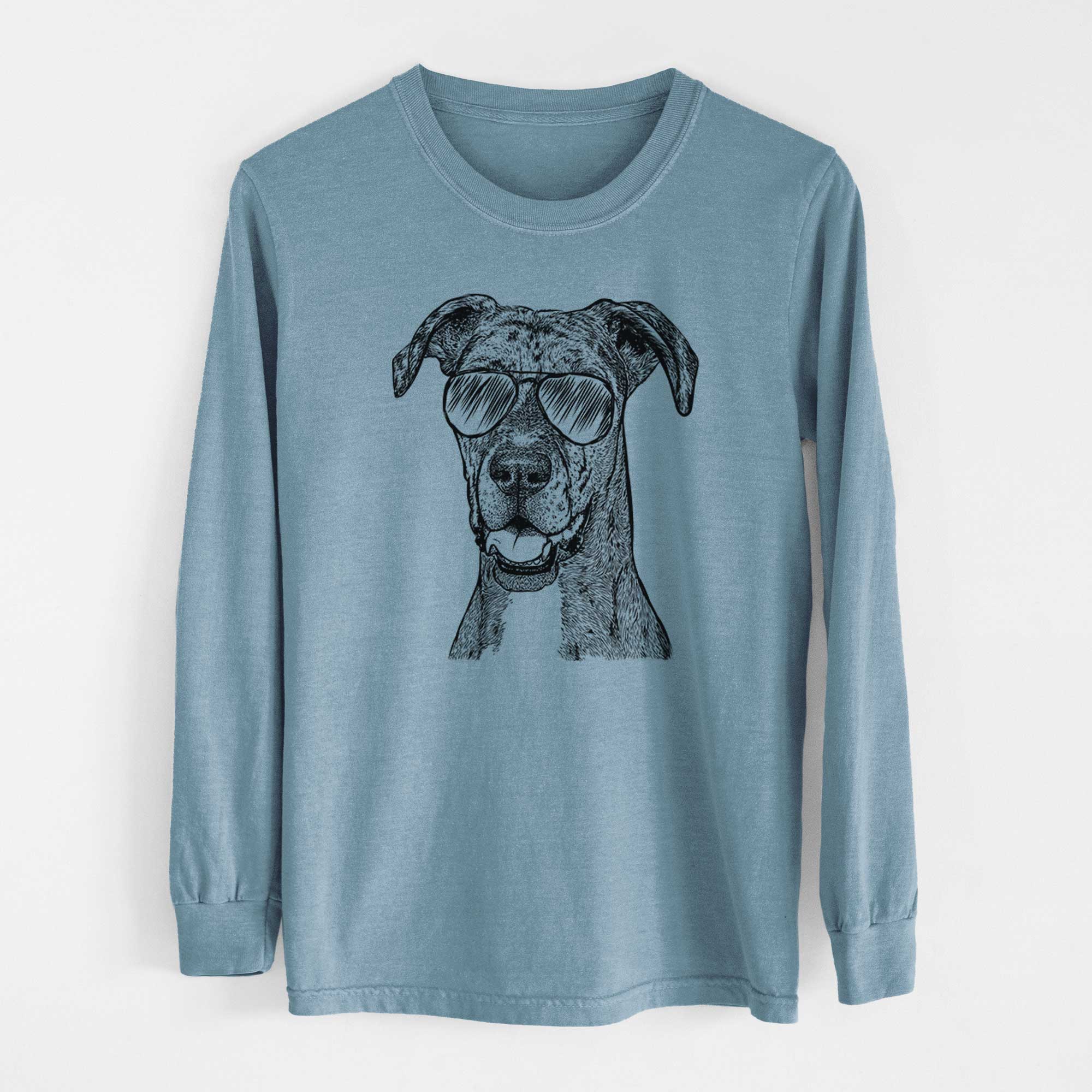 Aviator Athena the Merle Great Dane - Men's Heavyweight 100% Cotton Long Sleeve - Image 8