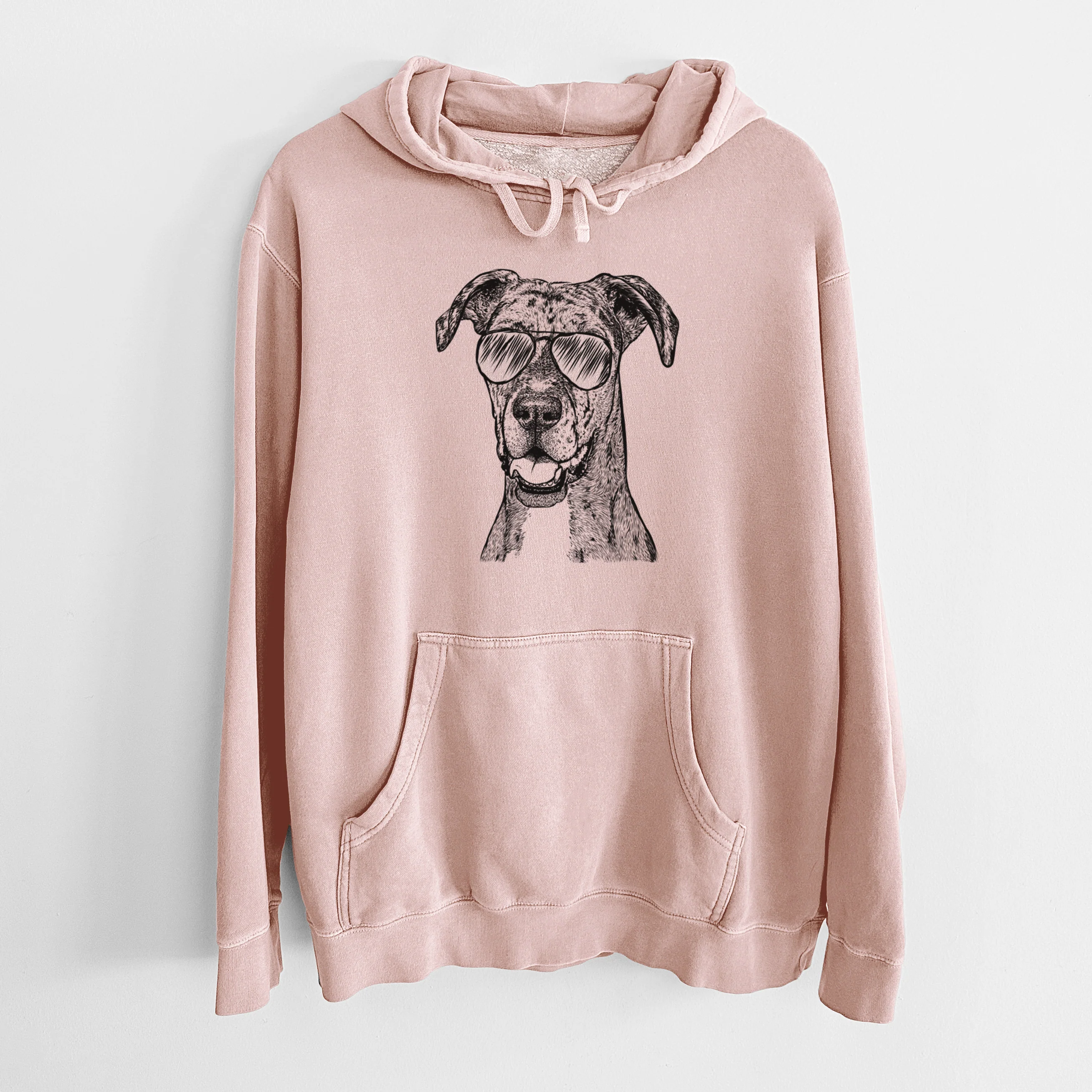 Aviator Athena the Merle Great Dane - Unisex Pigment Dyed Hoodie - Image 6