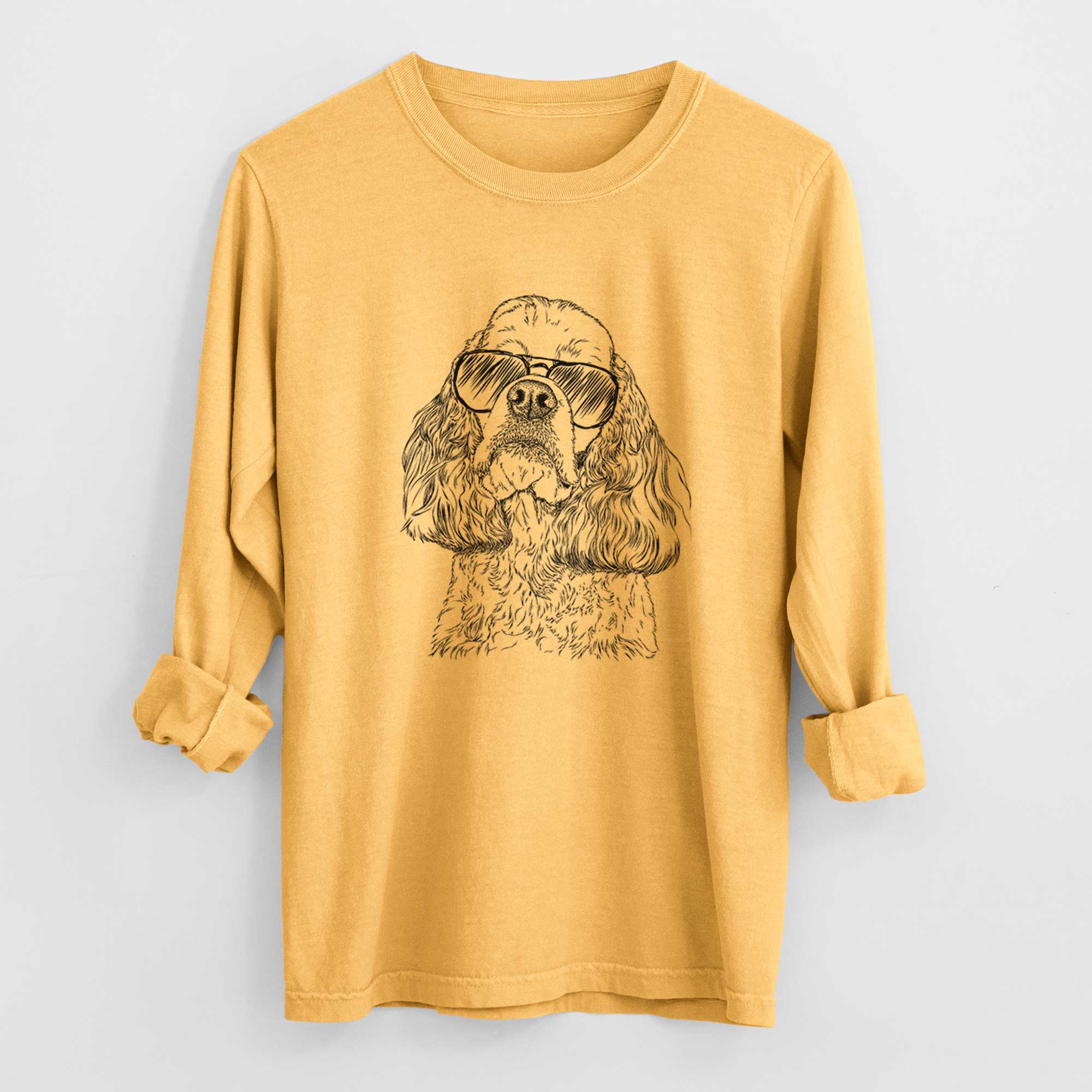 Aviator Bailey the American Cocker Spaniel - Men's Heavyweight 100% Cotton Long Sleeve - Image 3