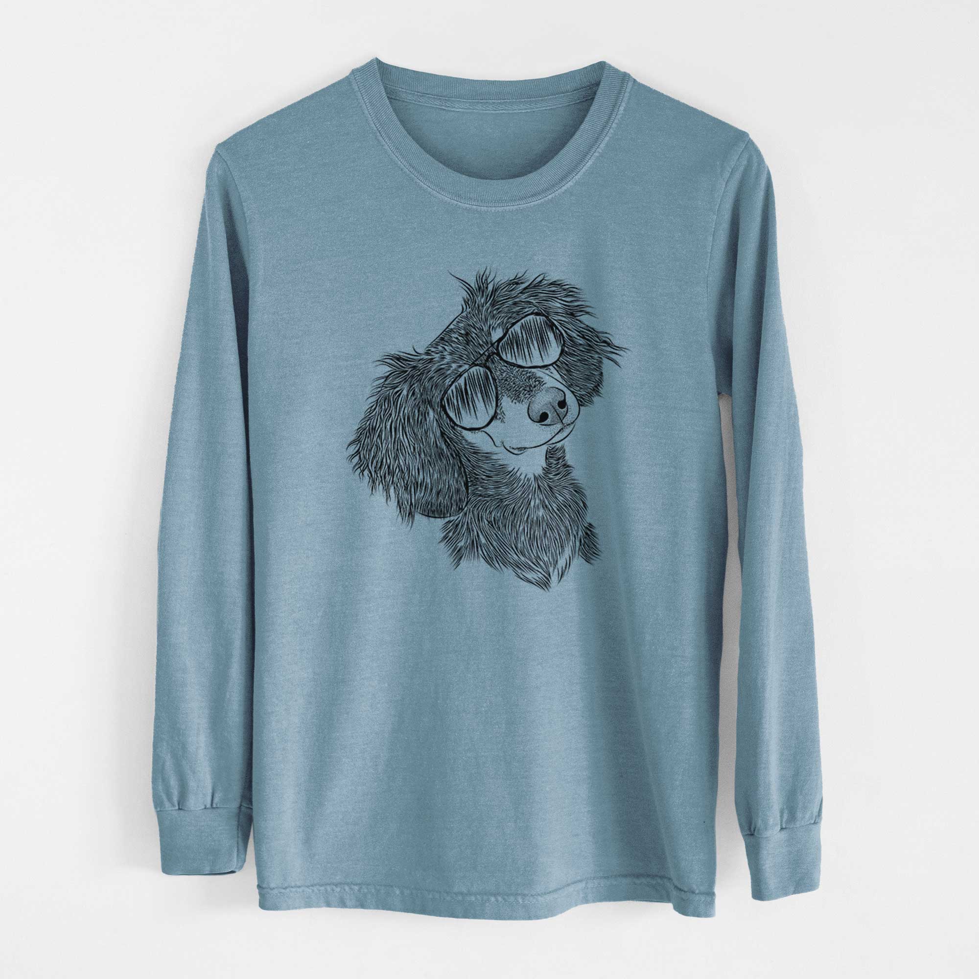 Aviator Bailey the Long Haired Dachshund - Men's Heavyweight 100% Cotton Long Sleeve - Image 8