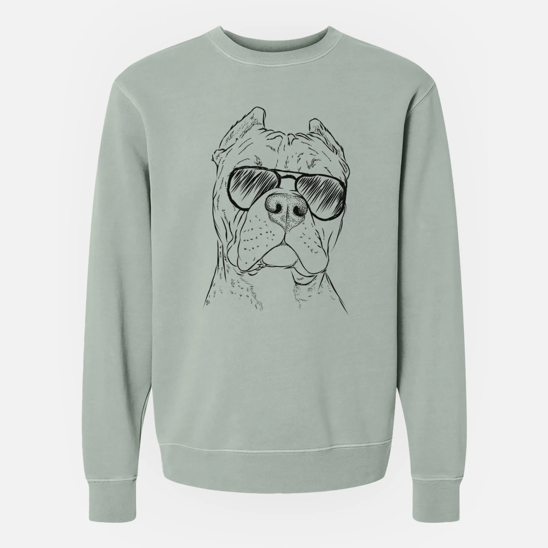 Aviator Bam Bam the Pitbull - Unisex Pigment Dyed Crew Sweatshirt - Image 4