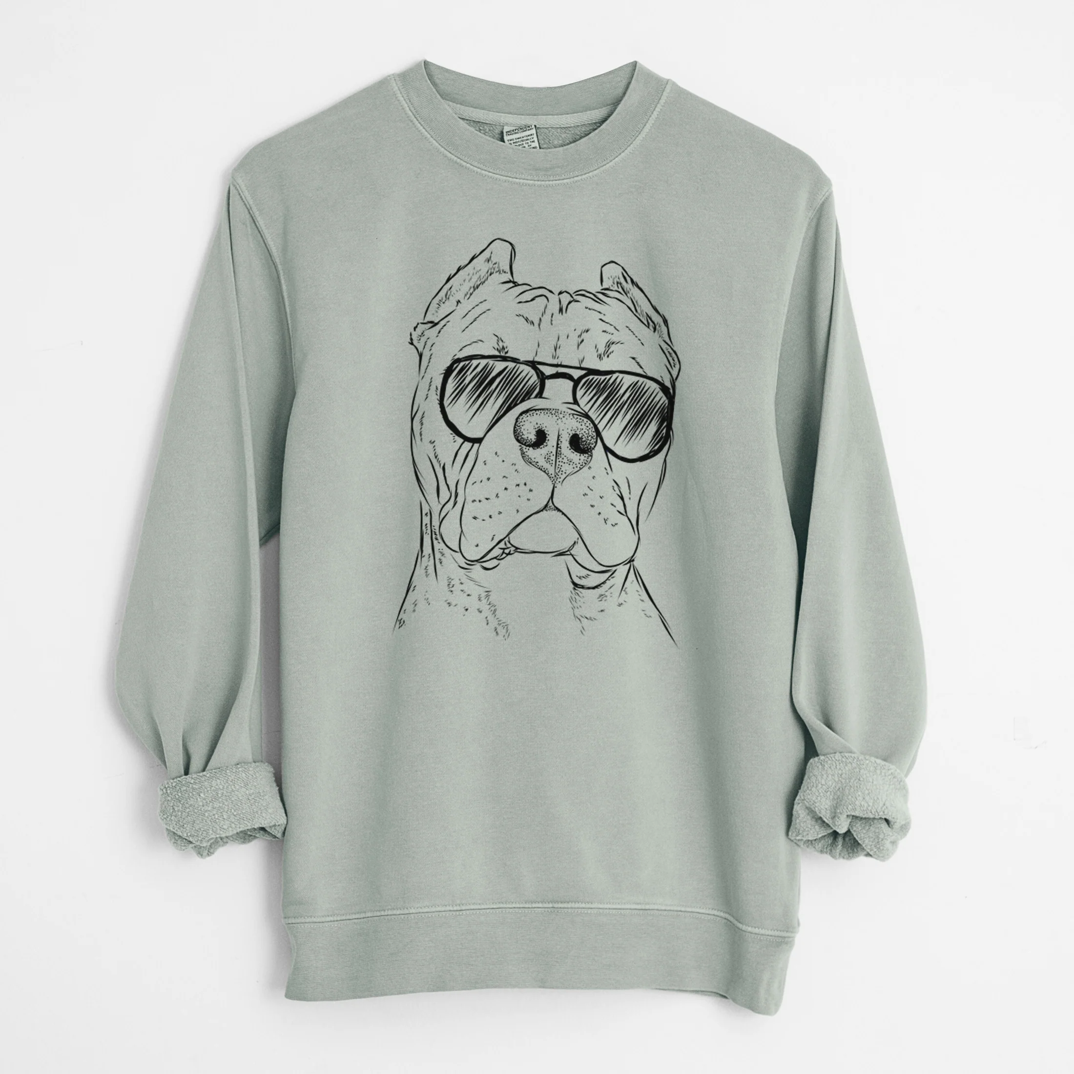 Aviator Bam Bam the Pitbull - Unisex Pigment Dyed Crew Sweatshirt - Image 7