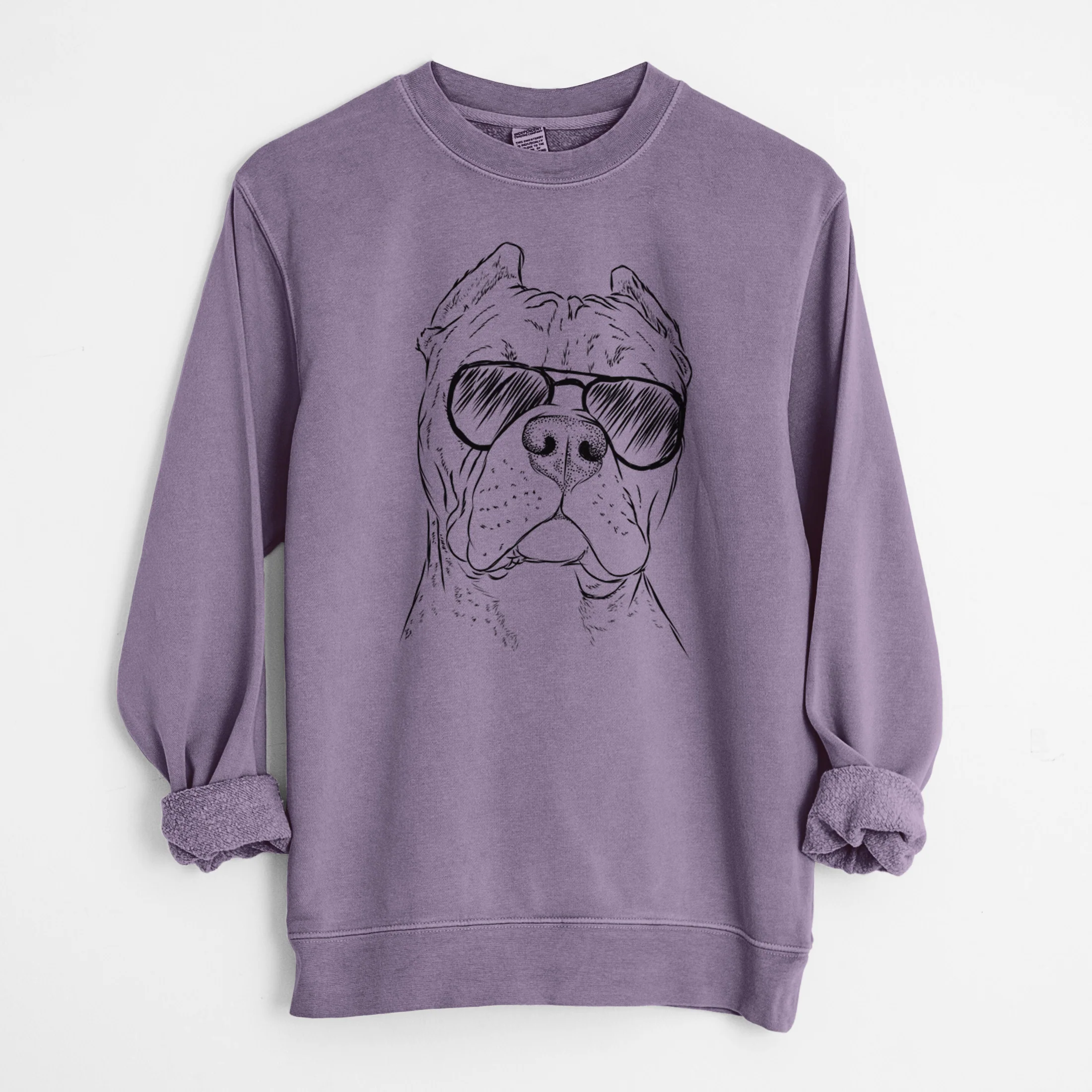 Aviator Bam Bam the Pitbull - Unisex Pigment Dyed Crew Sweatshirt - Image 8