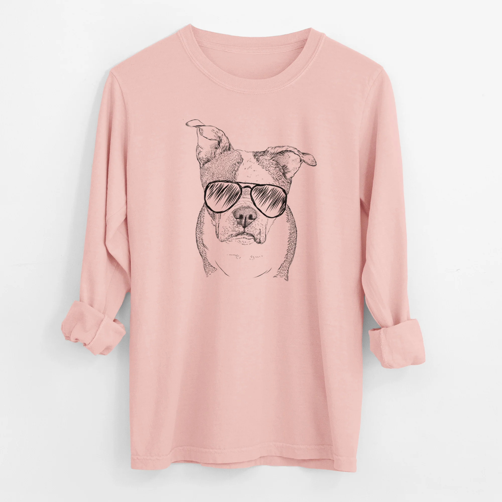 Aviator Bandit the Boston Terrier - Men's Heavyweight 100% Cotton Long Sleeve - Image 12