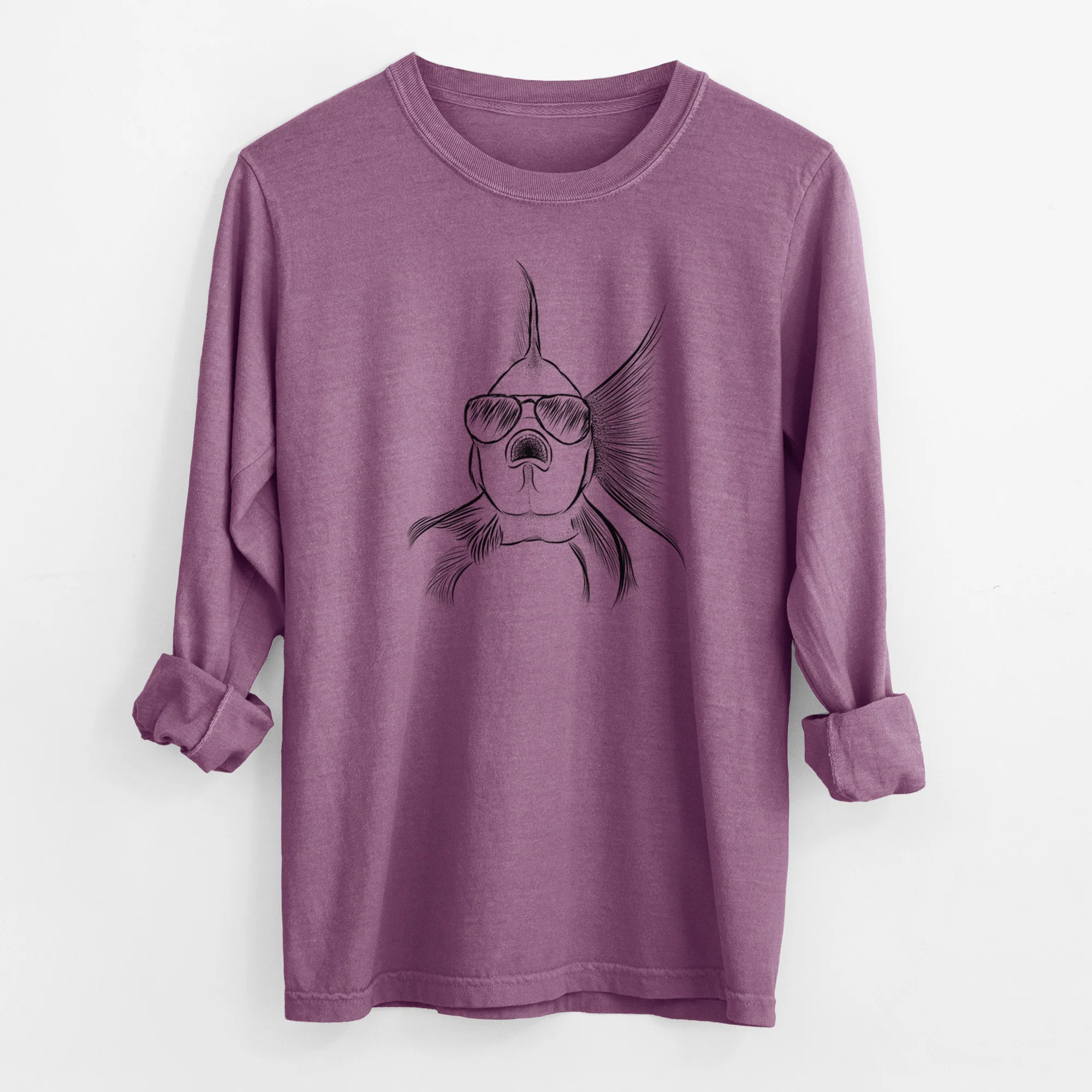 Aviator Beefcake the Goldfish - Men's Heavyweight 100% Cotton Long Sleeve - Image 10