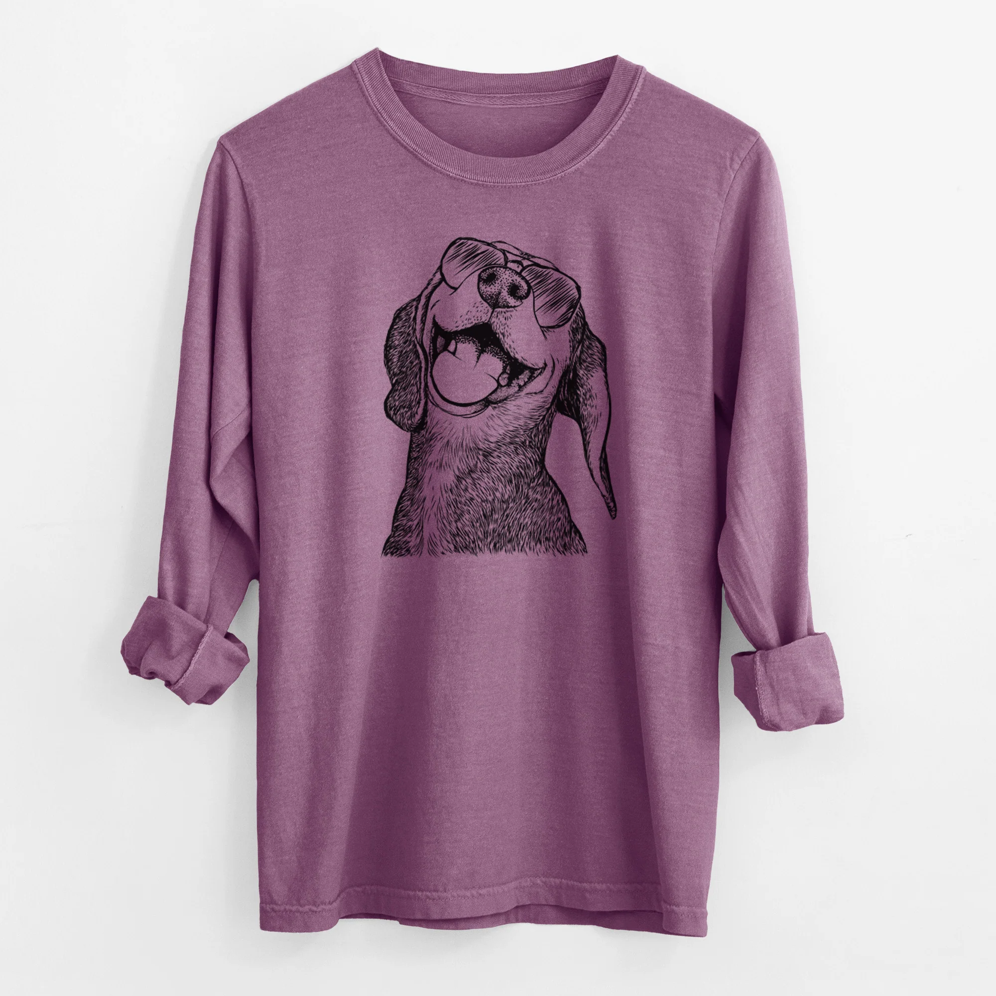 Aviator Belle the Hound Mix - Men's Heavyweight 100% Cotton Long Sleeve - Image 10