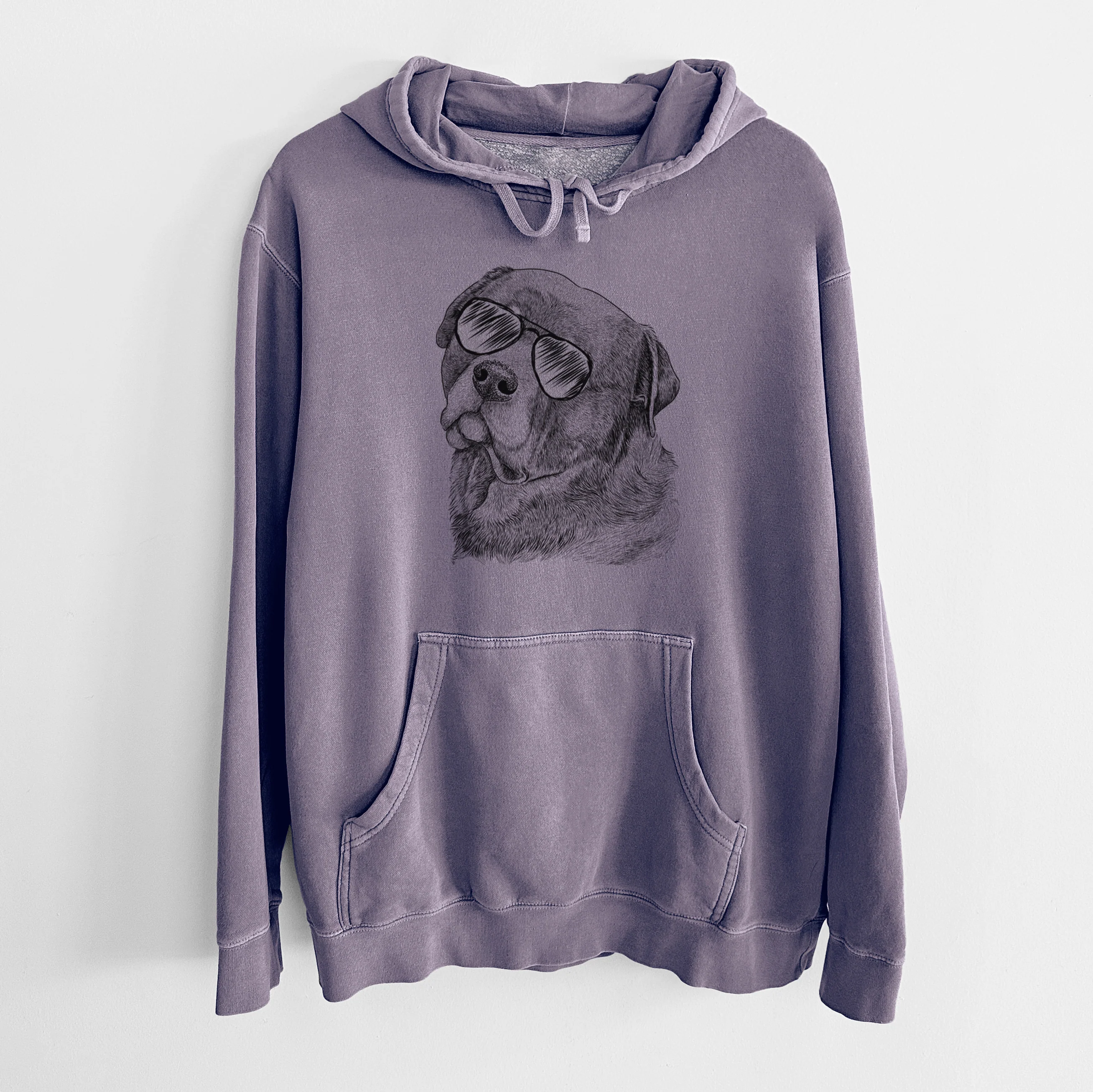 Aviator Bender the Rottweiler - Unisex Pigment Dyed Hoodie - Image 9