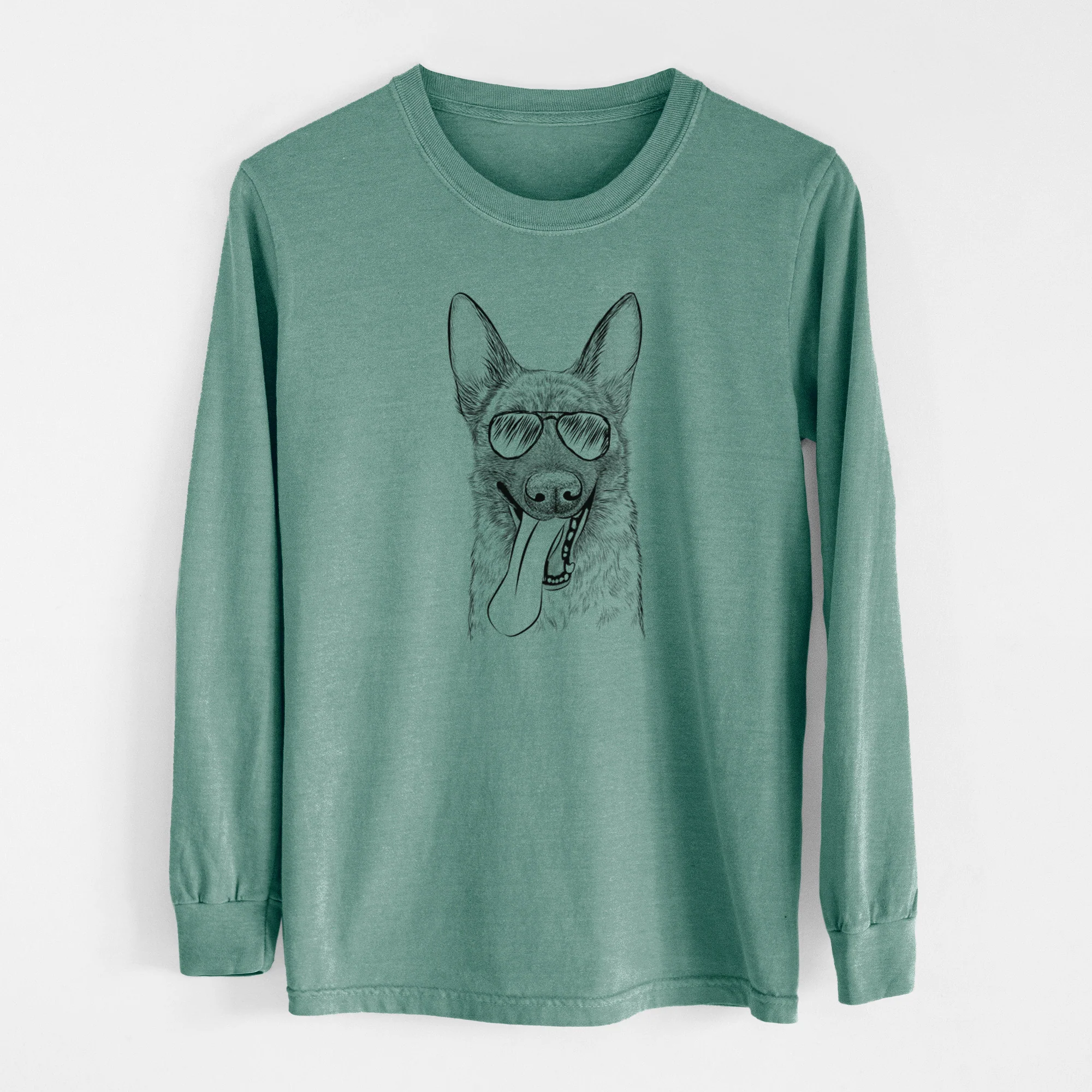 Aviator Bessa the Dutch Shepherd - Men's Heavyweight 100% Cotton Long Sleeve - Image 13
