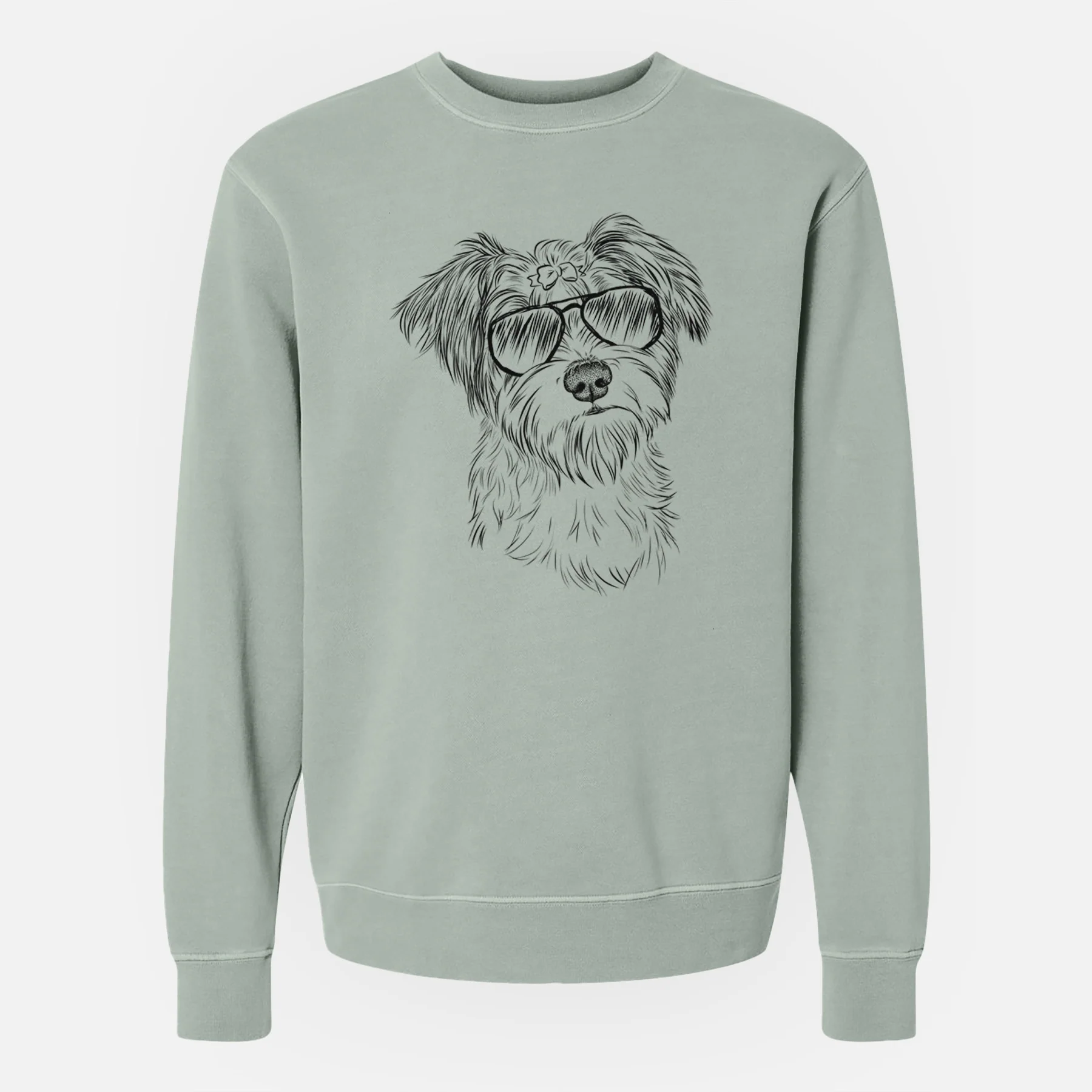 Aviator Birdee the Schnauzer Mix - Unisex Pigment Dyed Crew Sweatshirt - Image 4