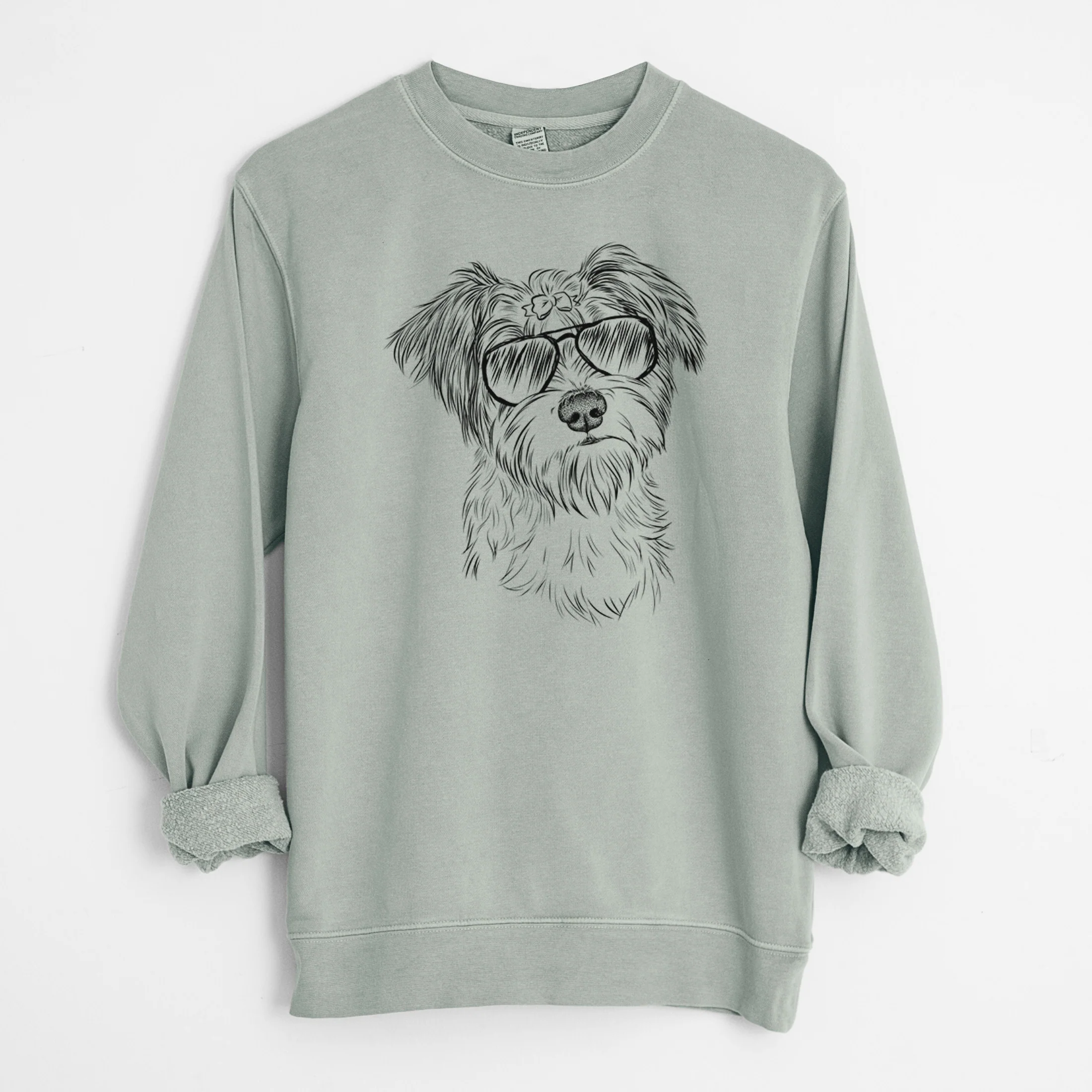 Aviator Birdee the Schnauzer Mix - Unisex Pigment Dyed Crew Sweatshirt - Image 7
