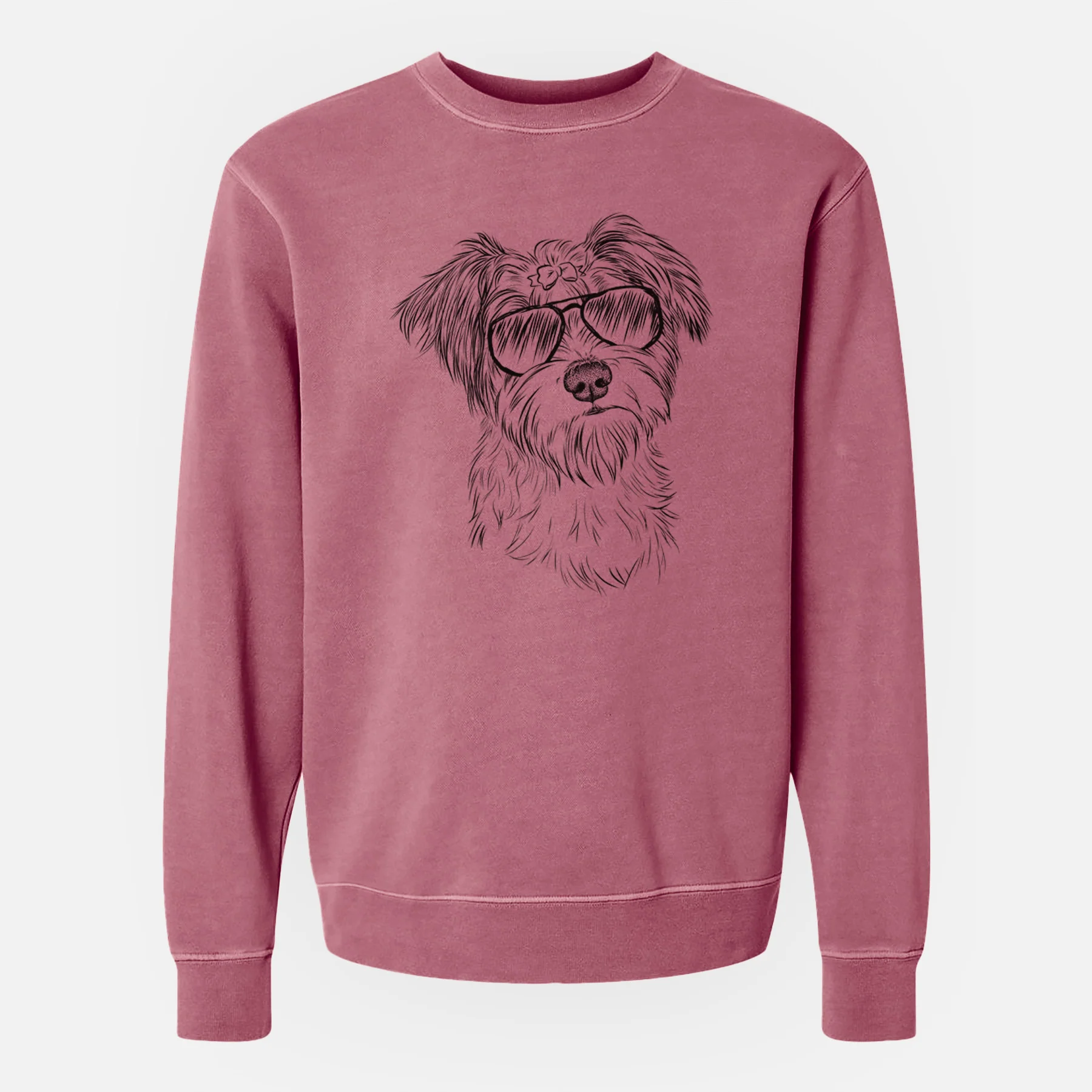 Aviator Birdee the Schnauzer Mix - Unisex Pigment Dyed Crew Sweatshirt - Image 9