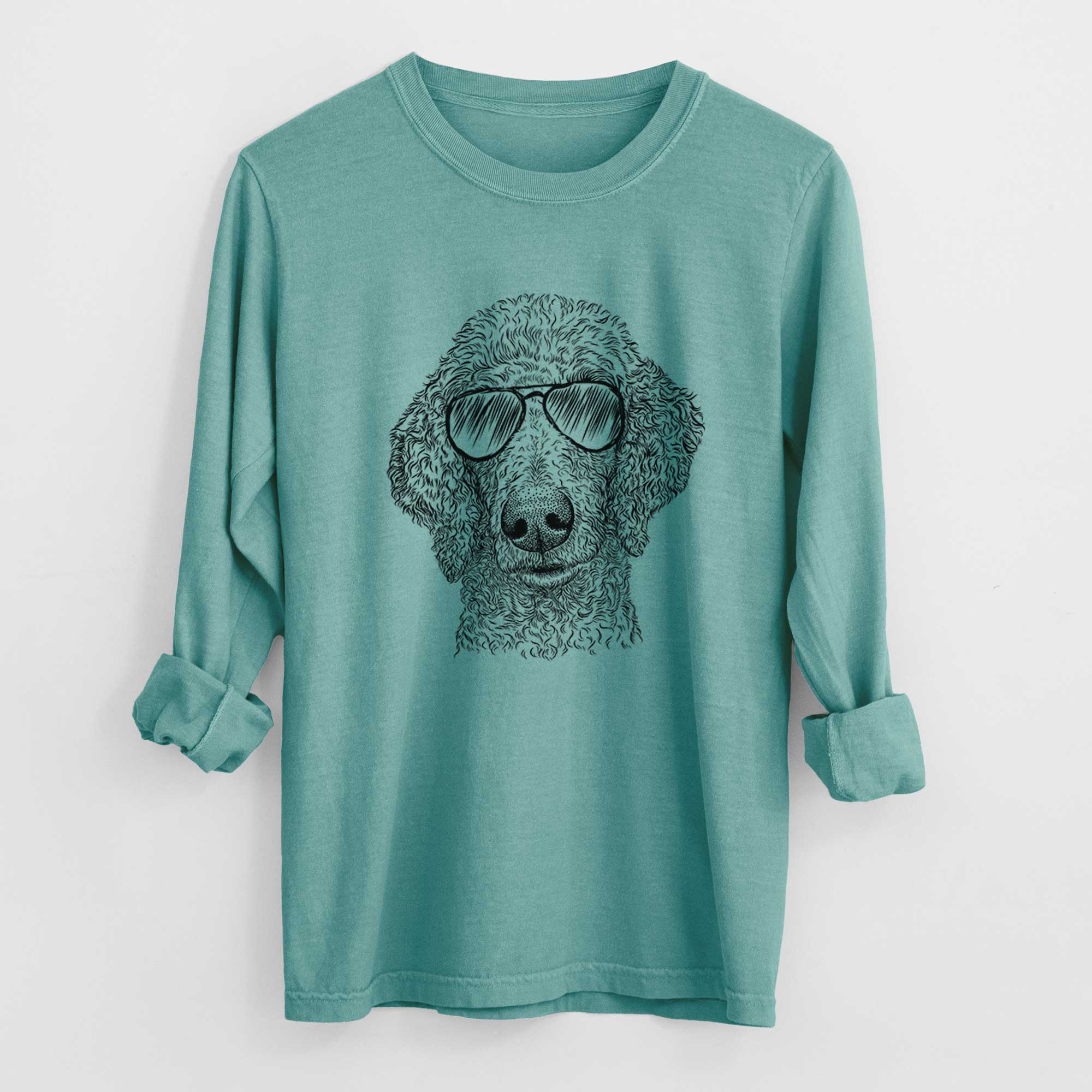 Aviator Blossom the Poodle - Men's Heavyweight 100% Cotton Long Sleeve - Image 9