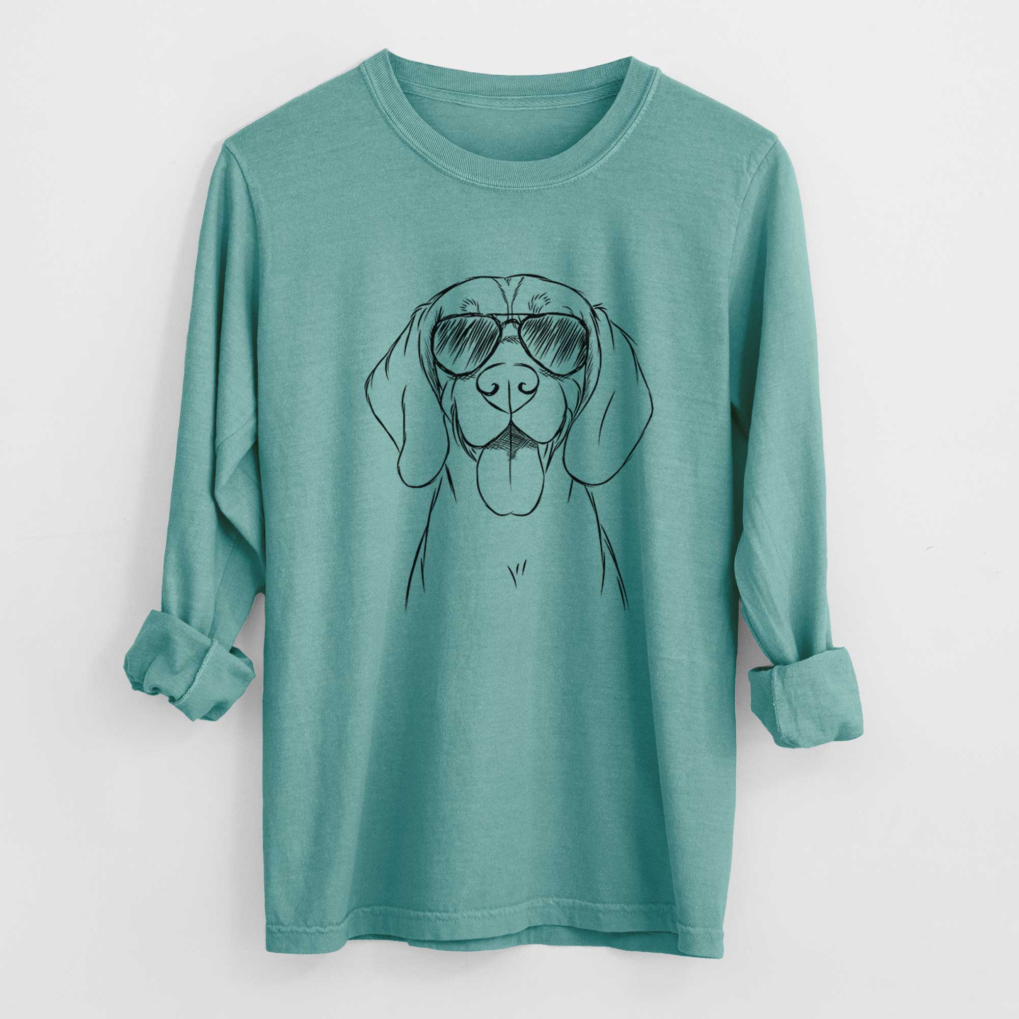 Aviator Bogie the Beagle - Men's Heavyweight 100% Cotton Long Sleeve - Image 9