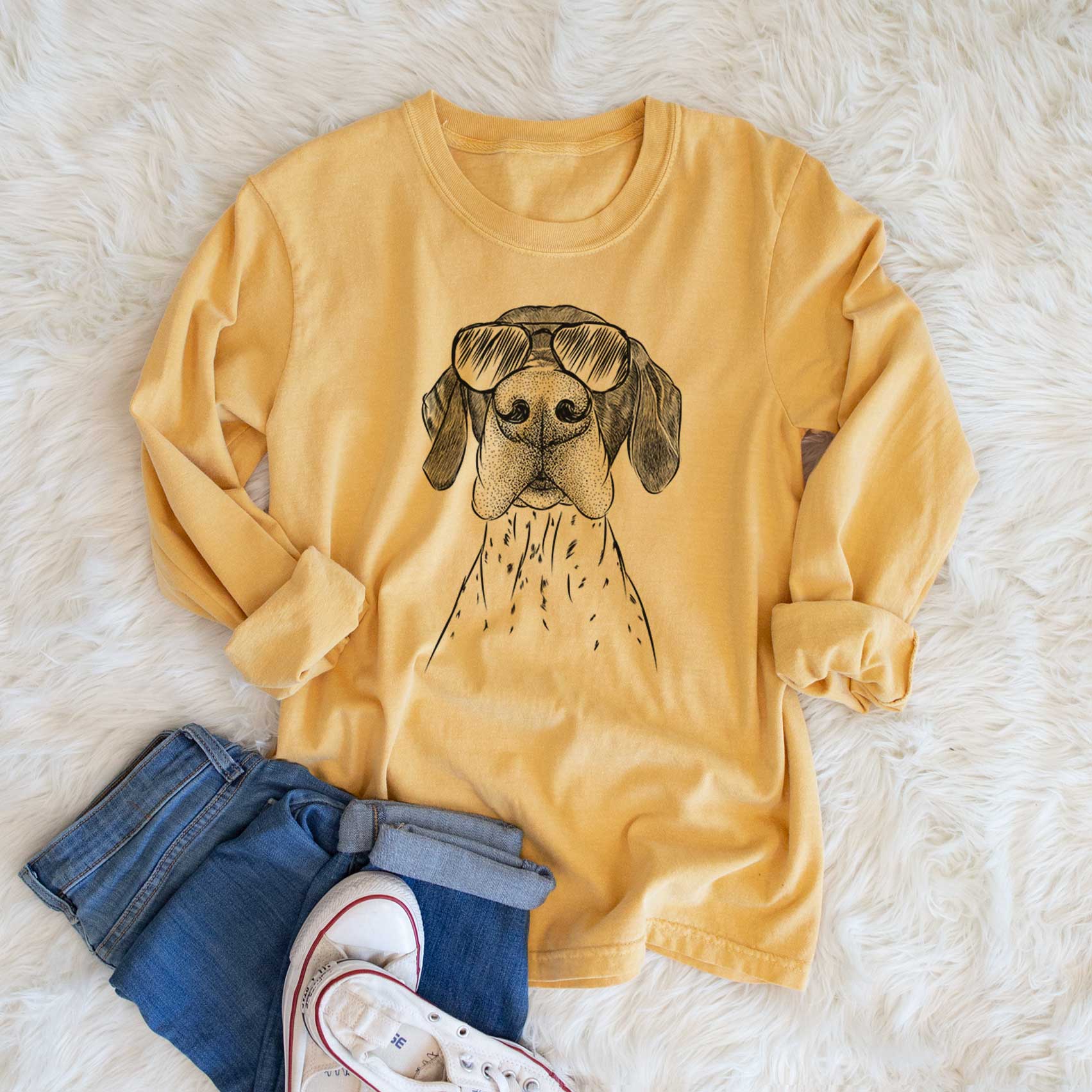 Aviator Booze the German Shorthaired Pointer - Men's Heavyweight 100% Cotton Long Sleeve - Image 6