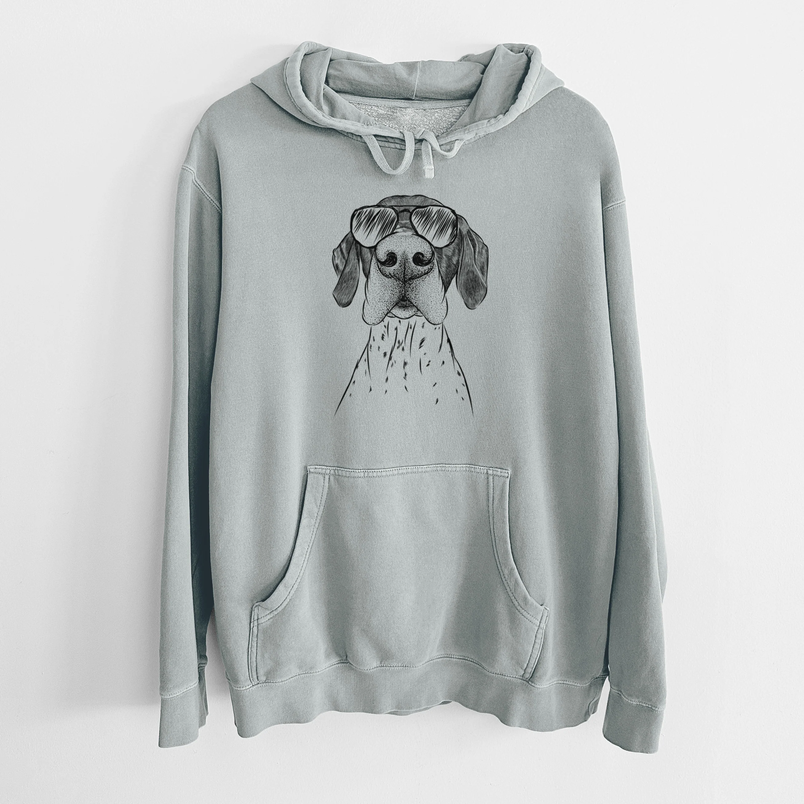 Aviator Booze the German Shorthaired Pointer - Unisex Pigment Dyed Hoodie - Image 7
