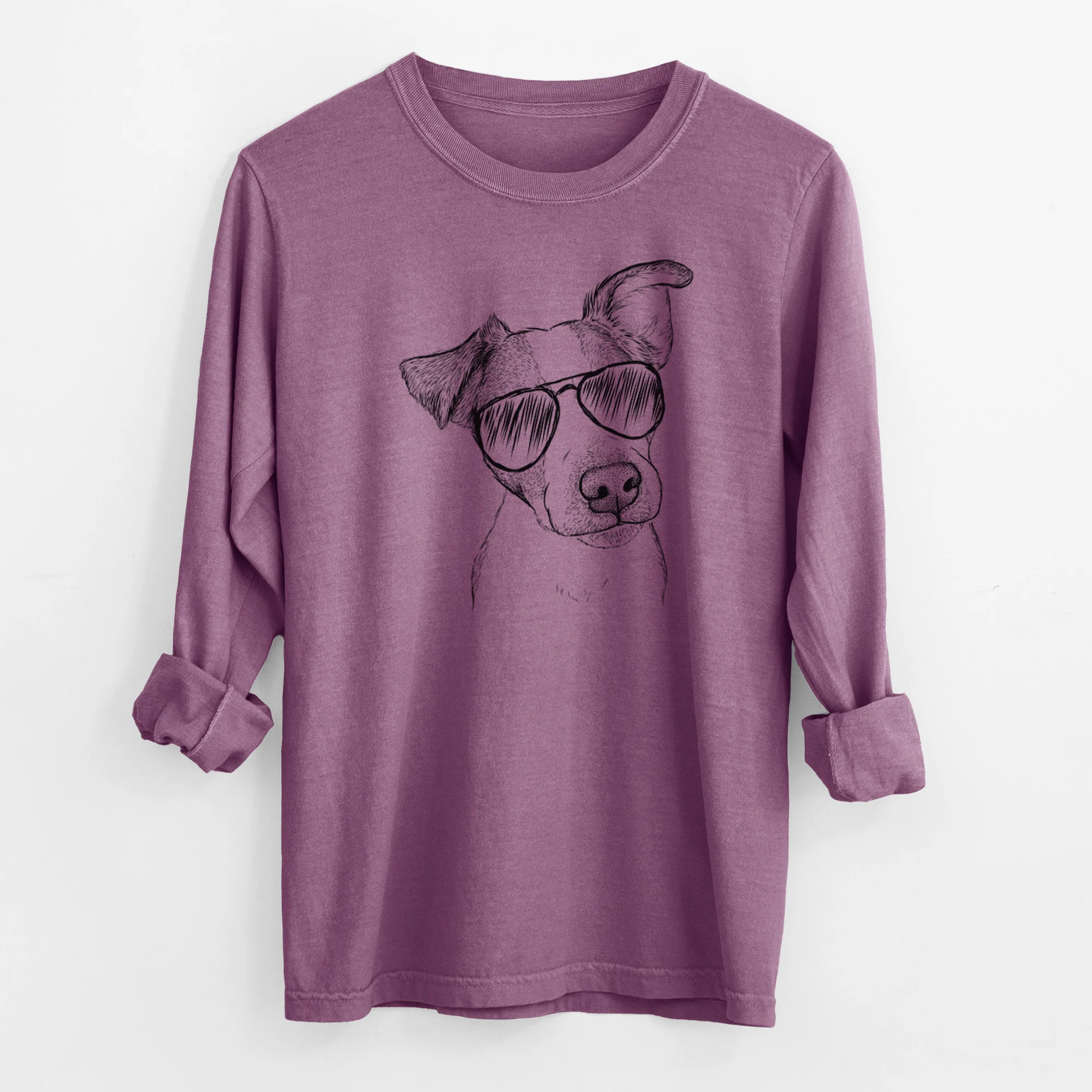 Aviator Bosse the Jack Russell Terrier - Men's Heavyweight 100% Cotton Long Sleeve - Image 10