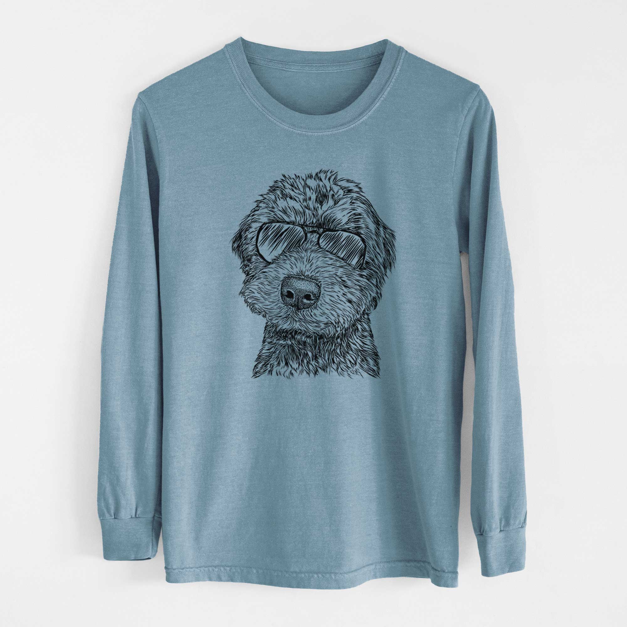 Aviator Bowser the Whoodle - Men's Heavyweight 100% Cotton Long Sleeve - Image 8