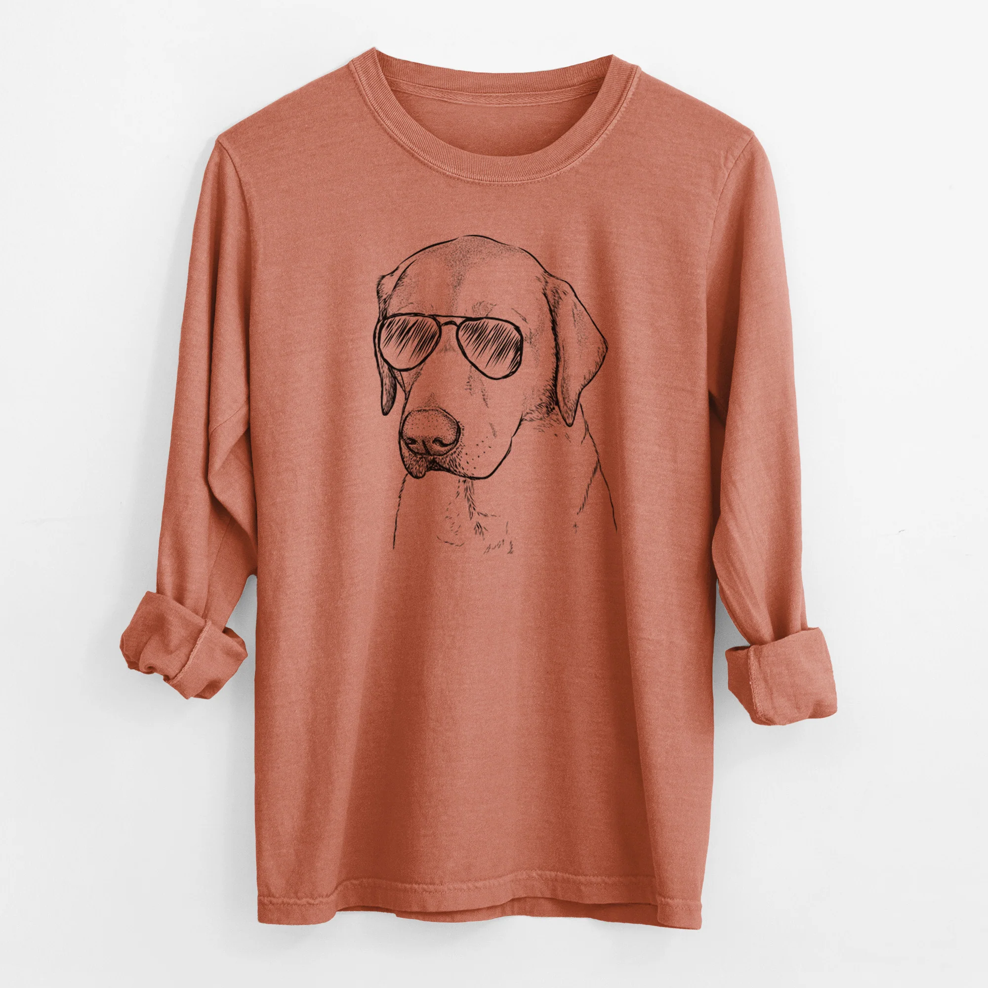 Aviator Braxton the Yellow Lab - Men's Heavyweight 100% Cotton Long Sleeve - Image 14