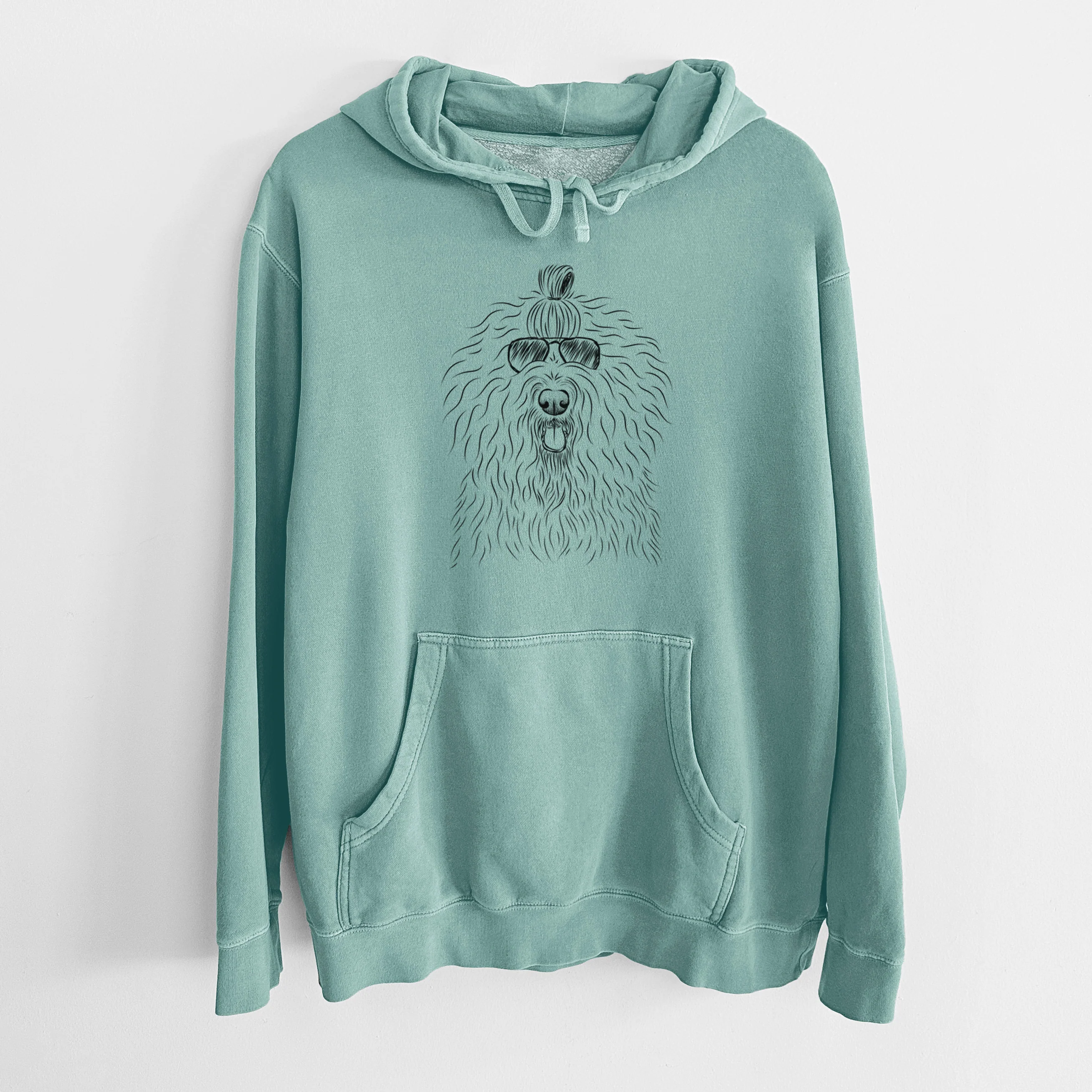 Aviator Brody the Old English Sheepdog - Unisex Pigment Dyed Hoodie - Image 10