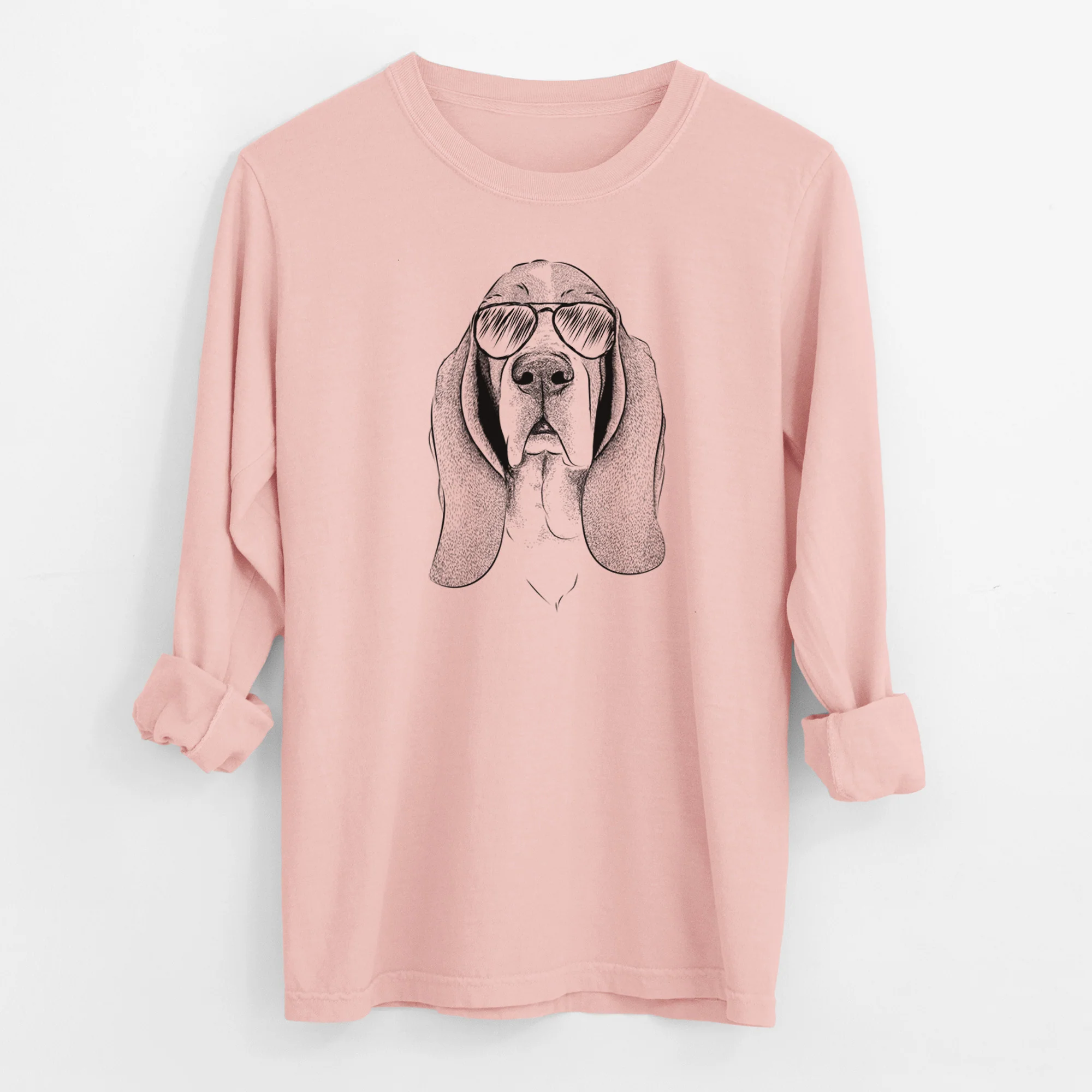 Aviator Buckley the Basset Hound - Men's Heavyweight 100% Cotton Long Sleeve - Image 12