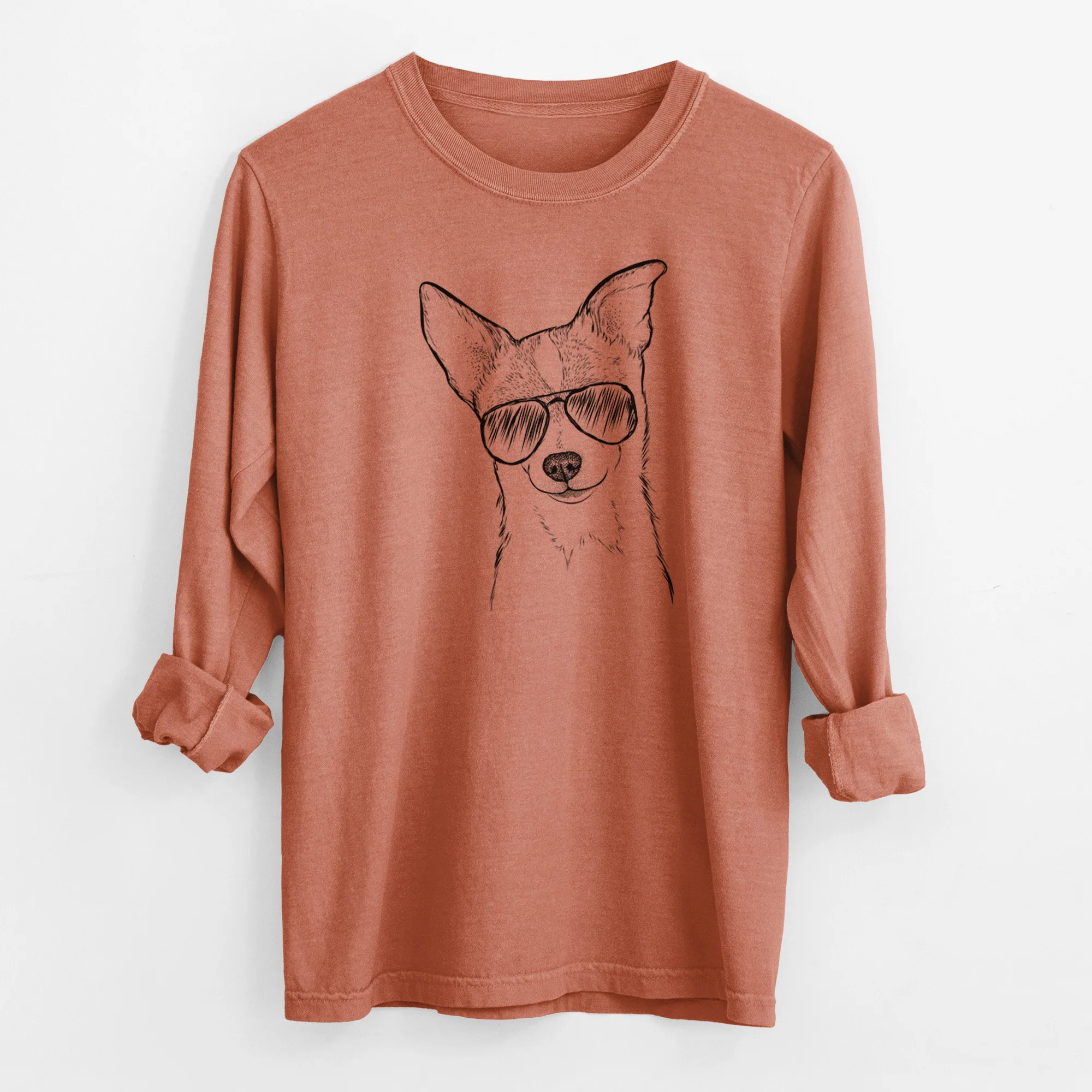 Aviator Buggy the Chihuahua - Men's Heavyweight 100% Cotton Long Sleeve - Image 14