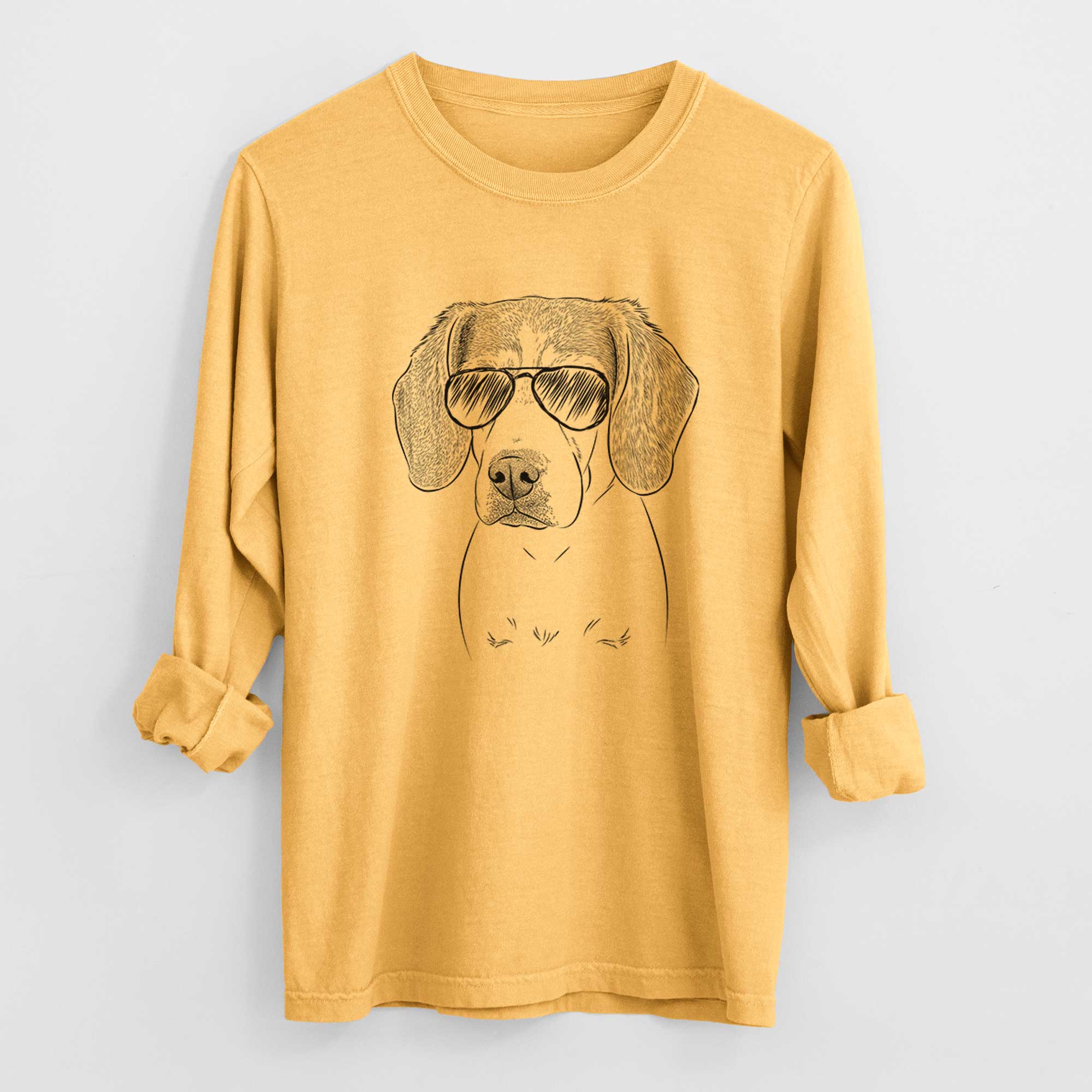Aviator Bumbee the Beagle - Men's Heavyweight 100% Cotton Long Sleeve - Image 3