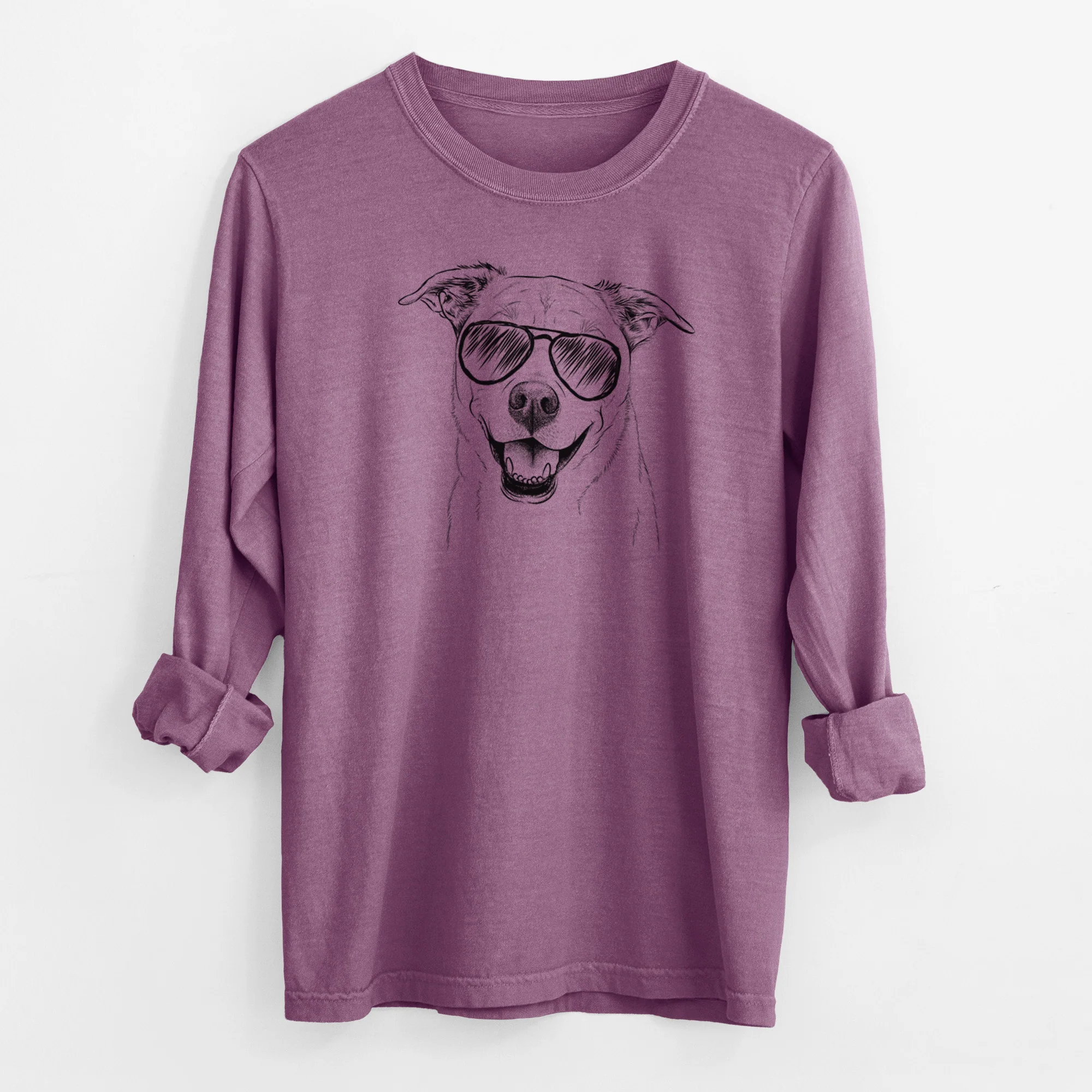 Aviator Carl the Mixed Breed - Men's Heavyweight 100% Cotton Long Sleeve - Image 9