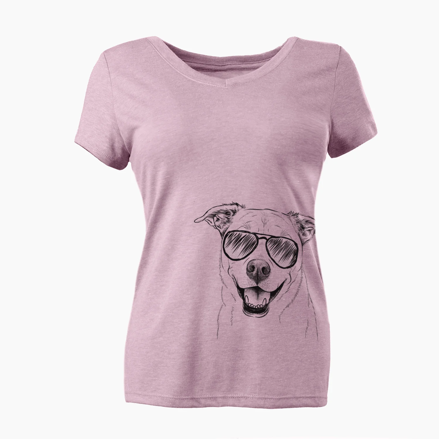 Aviator Carl the Mixed Breed - Women's V-neck Shirt - Image 3