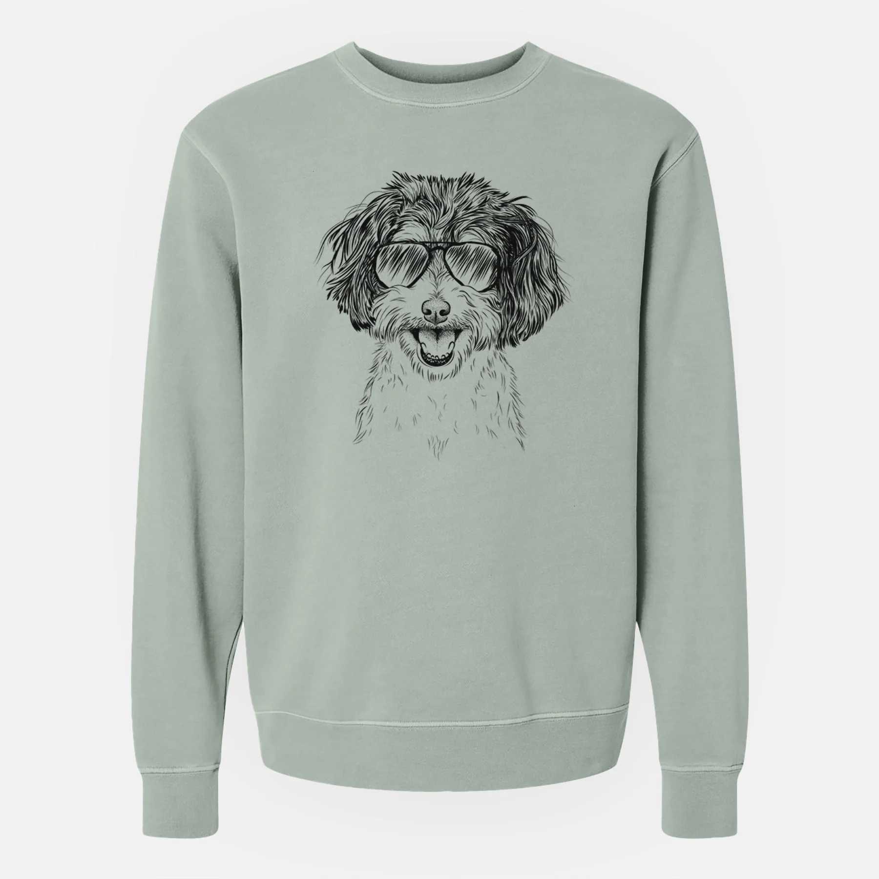 Aviator Carlos the Cavapoo - Unisex Pigment Dyed Crew Sweatshirt - Image 5