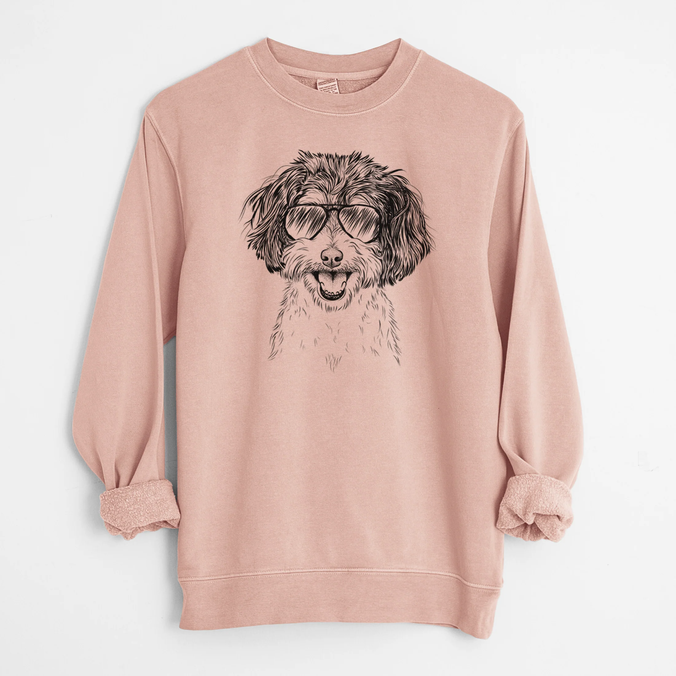 Aviator Carlos the Cavapoo - Unisex Pigment Dyed Crew Sweatshirt - Image 7