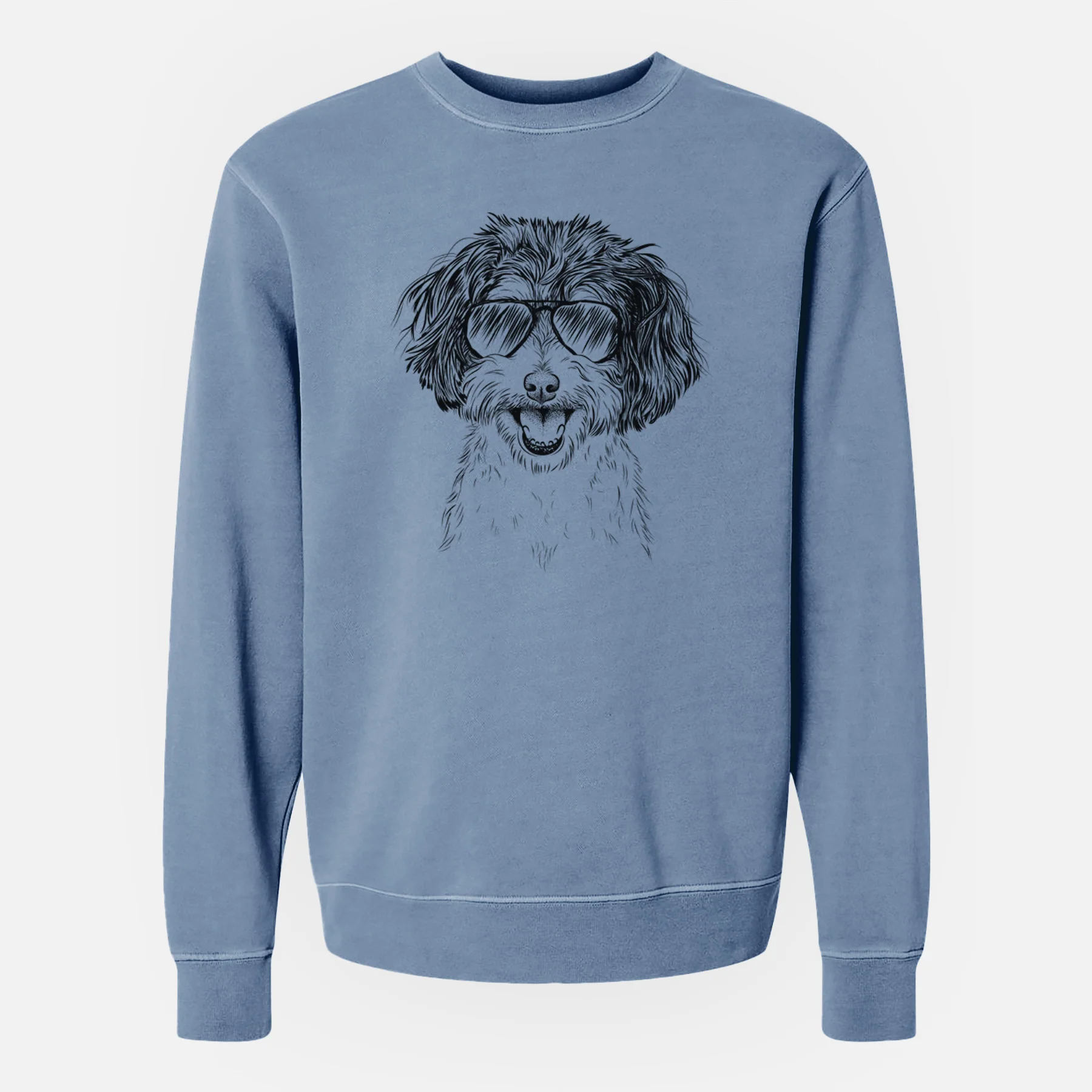 Aviator Carlos the Cavapoo - Unisex Pigment Dyed Crew Sweatshirt - Image 8