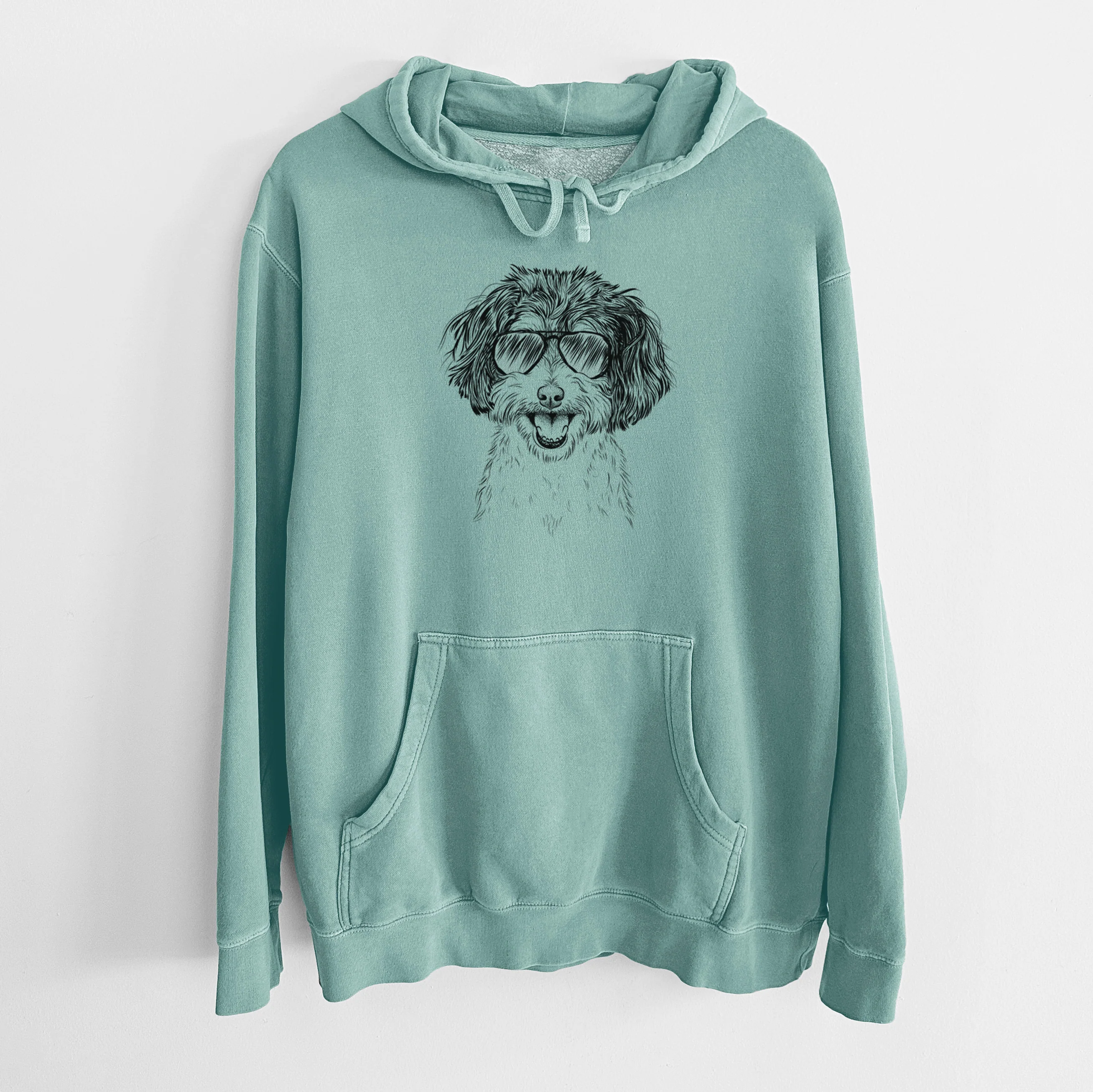 Aviator Carlos the Cavapoo - Unisex Pigment Dyed Hoodie - Image 11