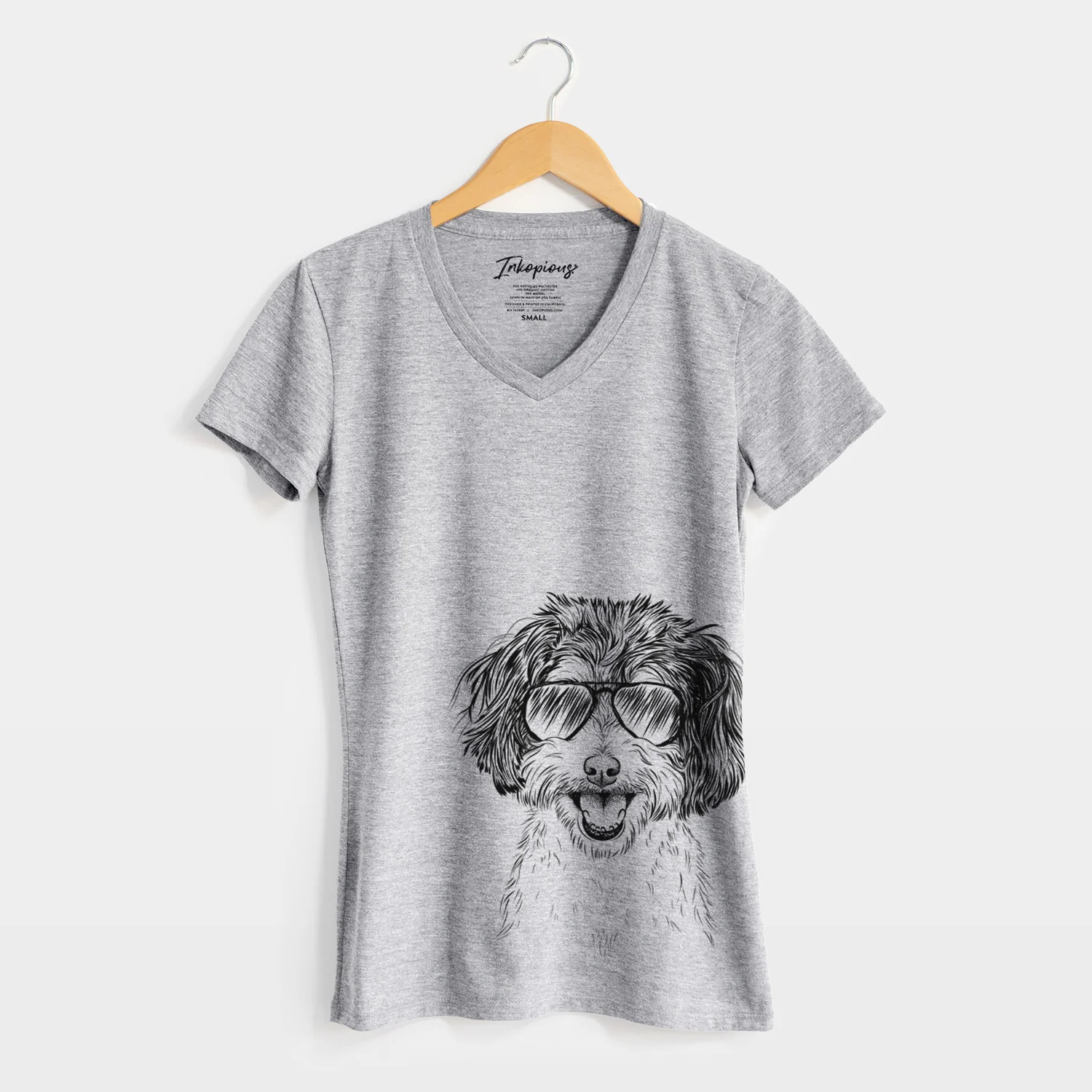 Aviator Carlos the Cavapoo - Women's V-neck Shirt