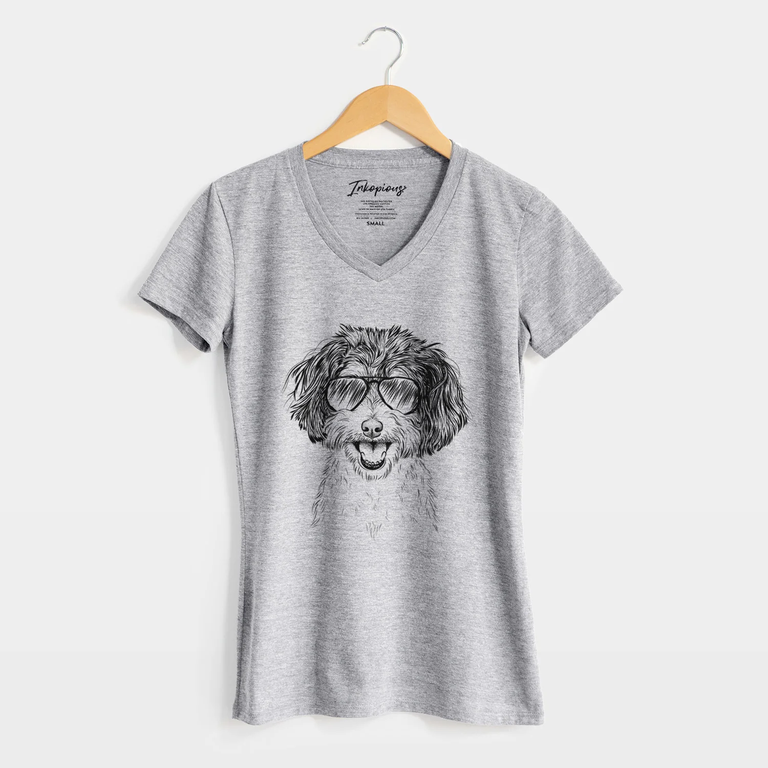 Aviator Carlos the Cavapoo - Women's V-neck Shirt - Image 8