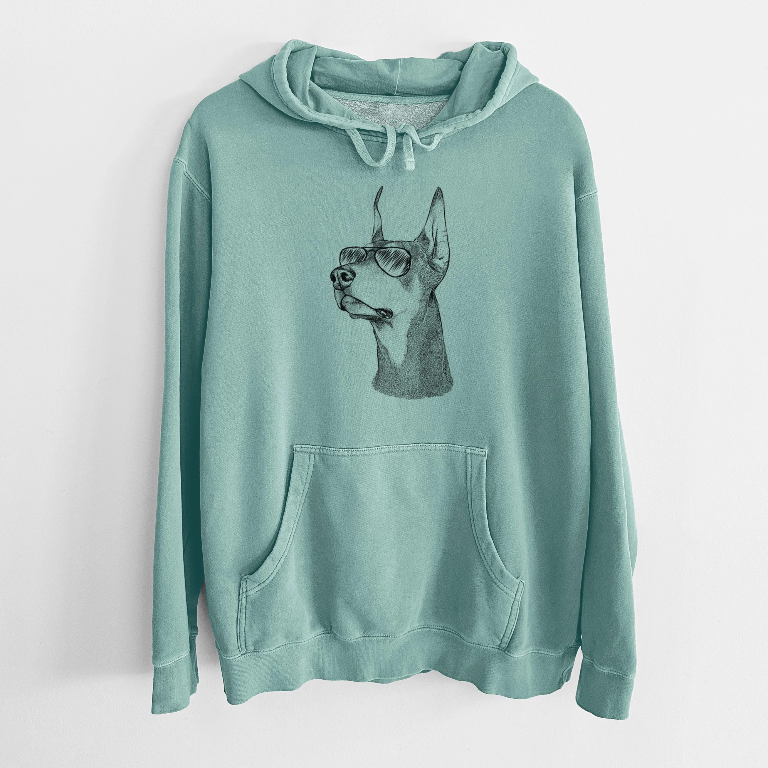 Aviator Cenza the Doberman Pinscher - Unisex Pigment Dyed Hoodie - Image 10