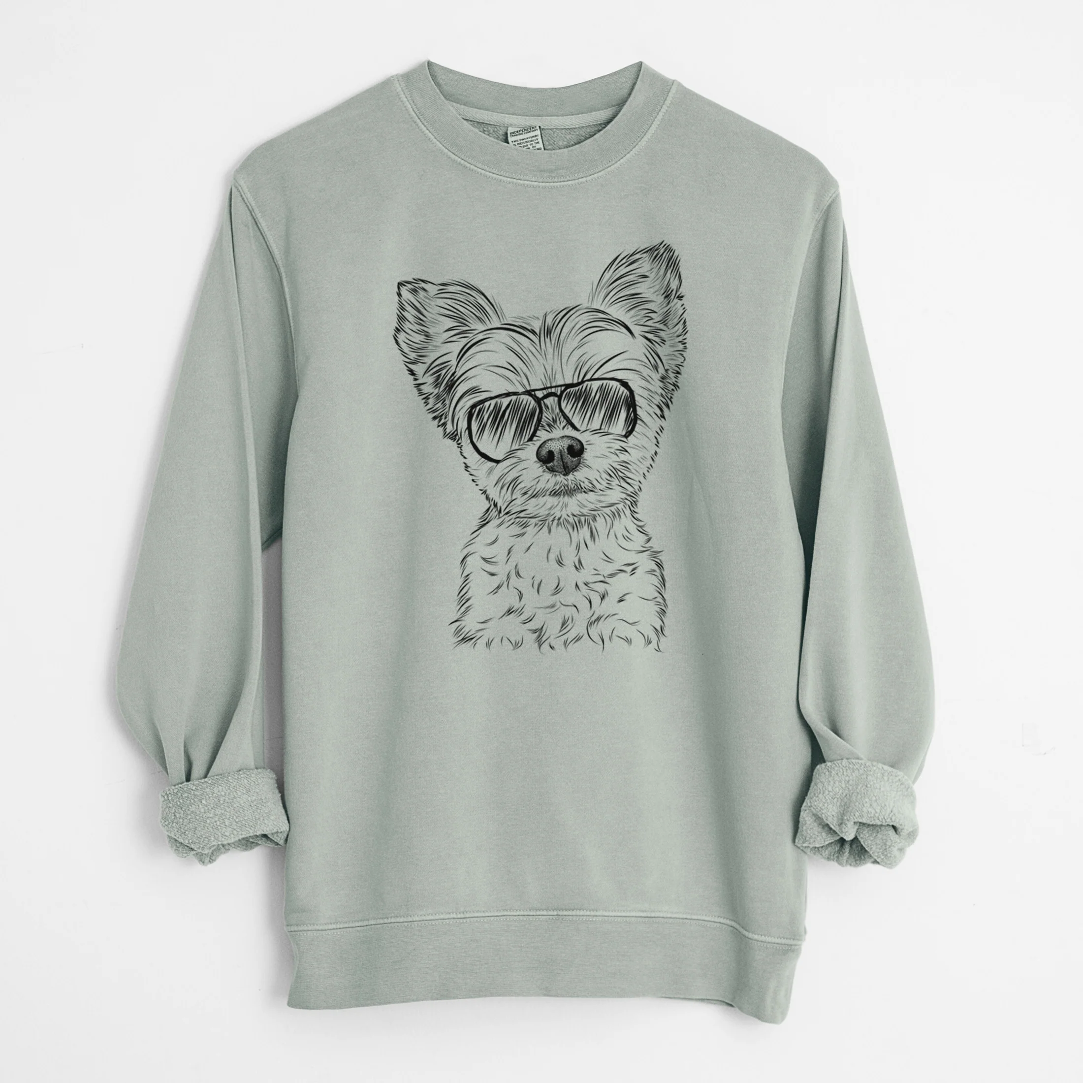 Aviator Chance the Yapper the Yorkshire Terrier - Unisex Pigment Dyed Crew Sweatshirt - Image 7