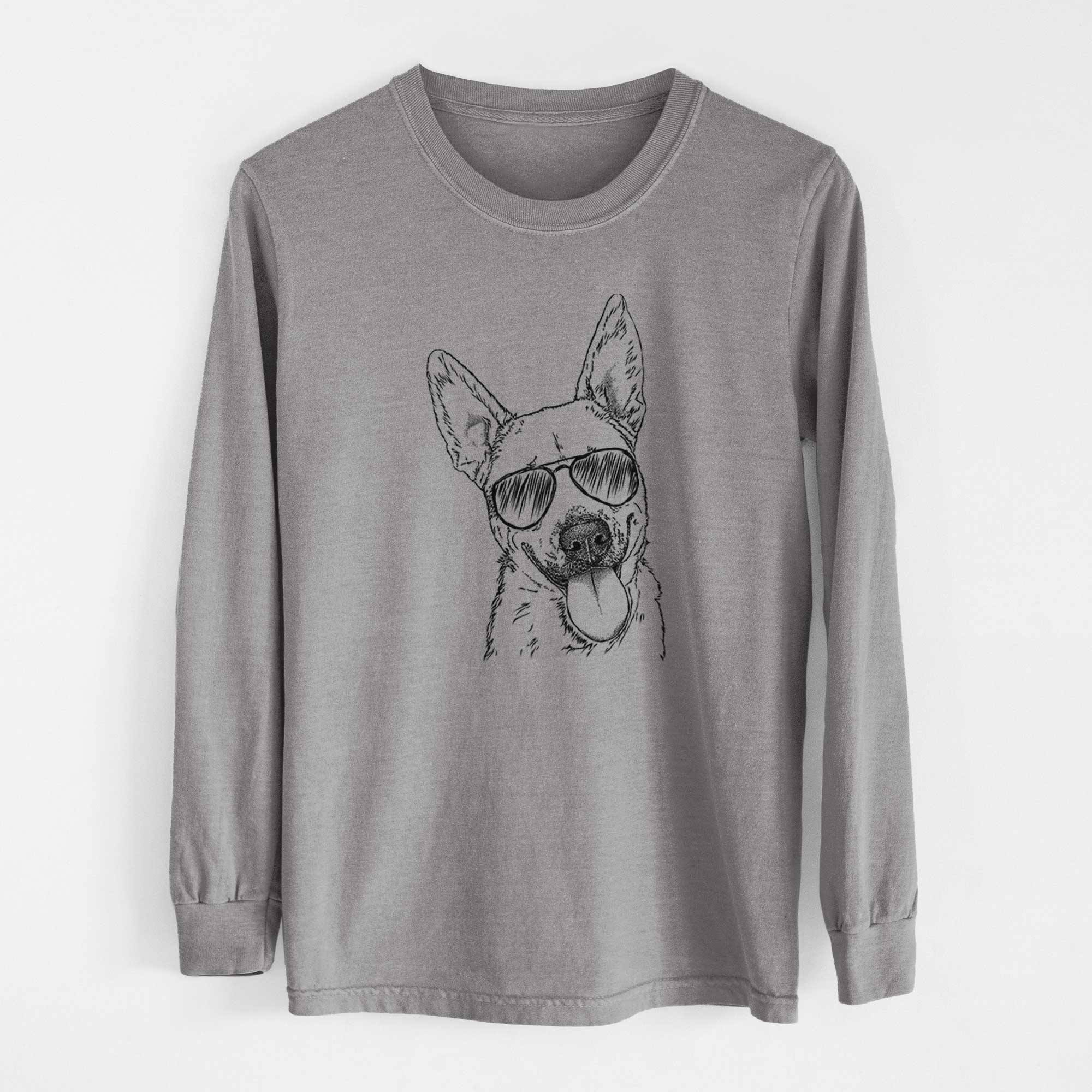 Aviator Charlie the Mixed Breed - Men's Heavyweight 100% Cotton Long Sleeve - Image 7