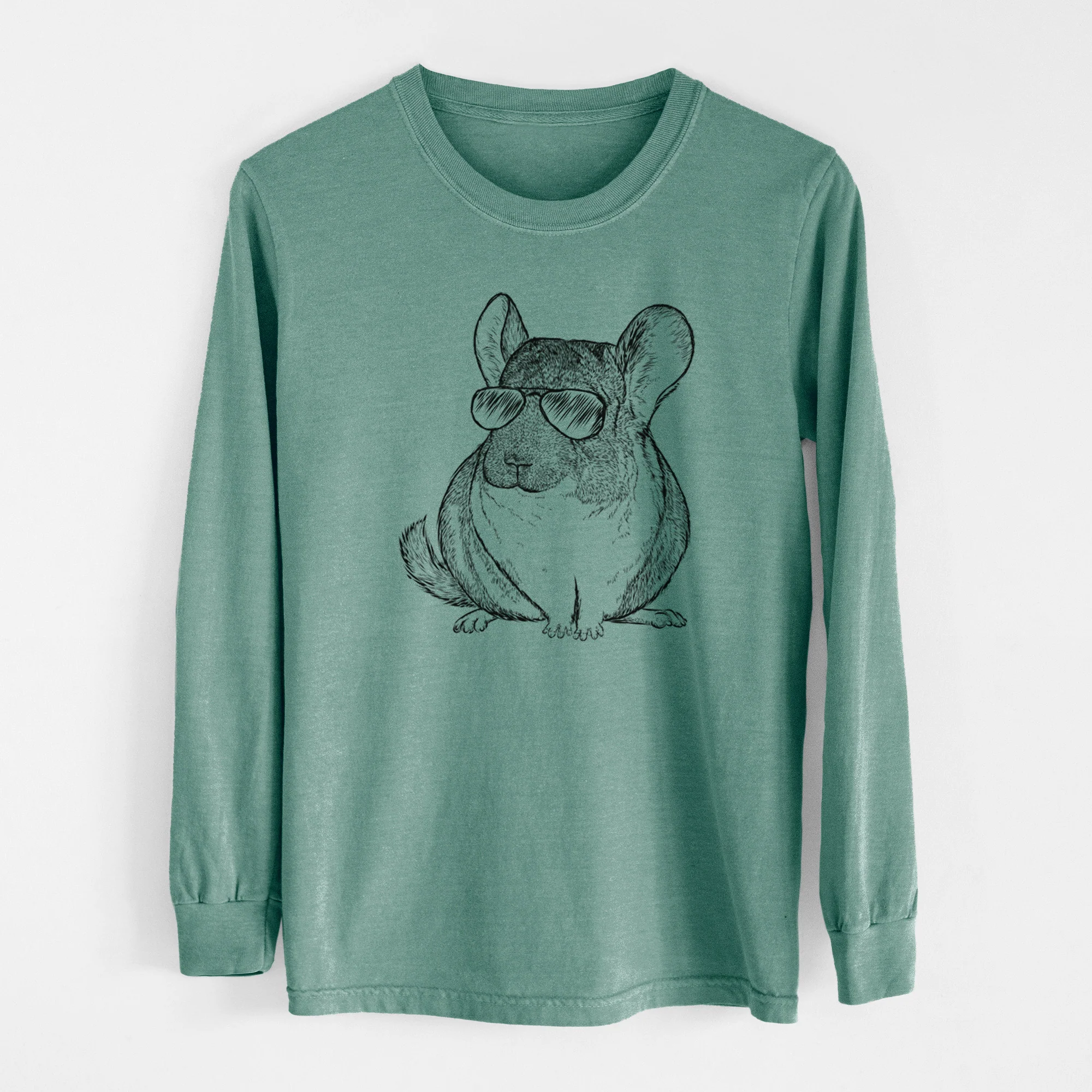 Aviator Cheddar the Chinchilla - Men's Heavyweight 100% Cotton Long Sleeve - Image 13