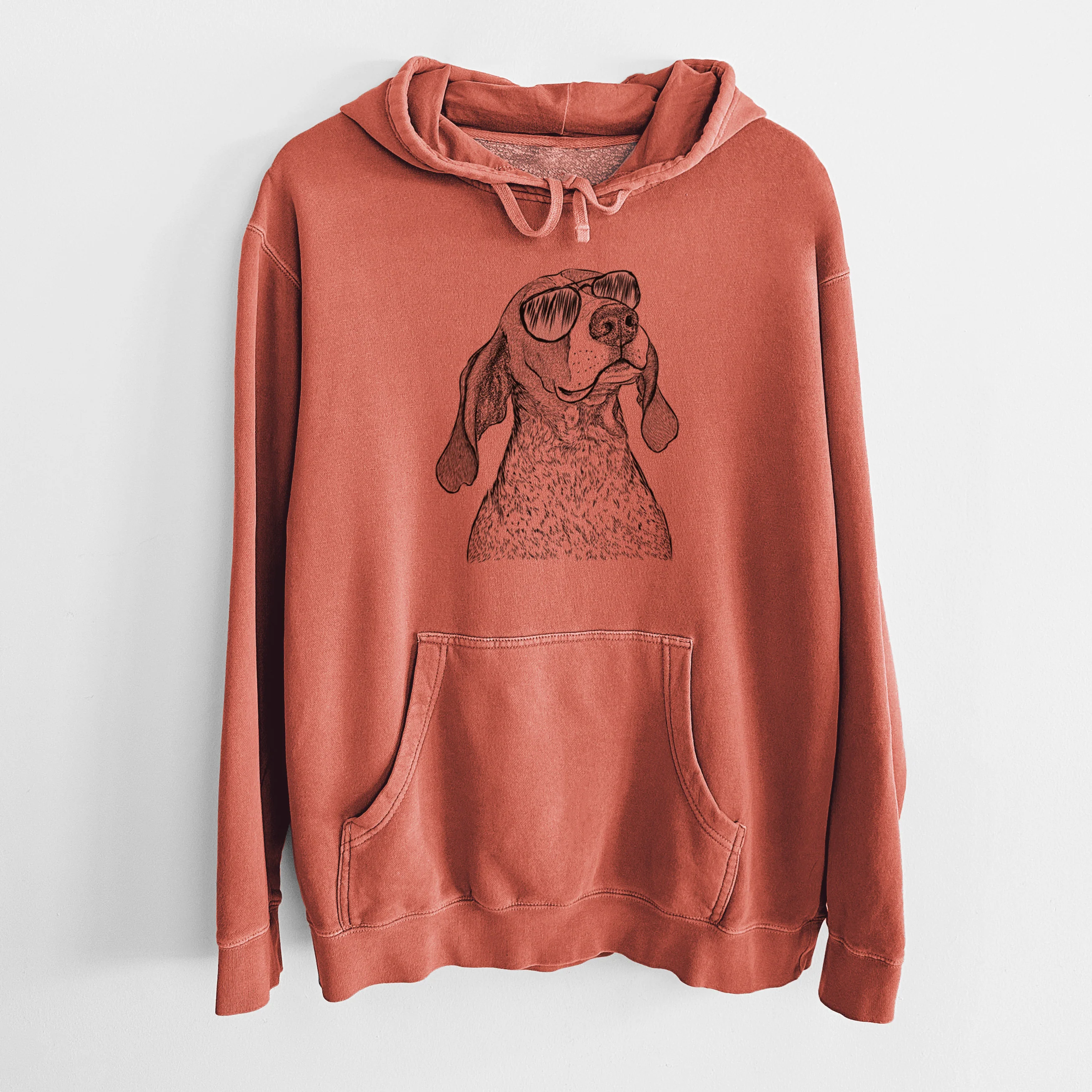 Aviator Chester the Red Tick Coonhound - Unisex Pigment Dyed Hoodie - Image 8