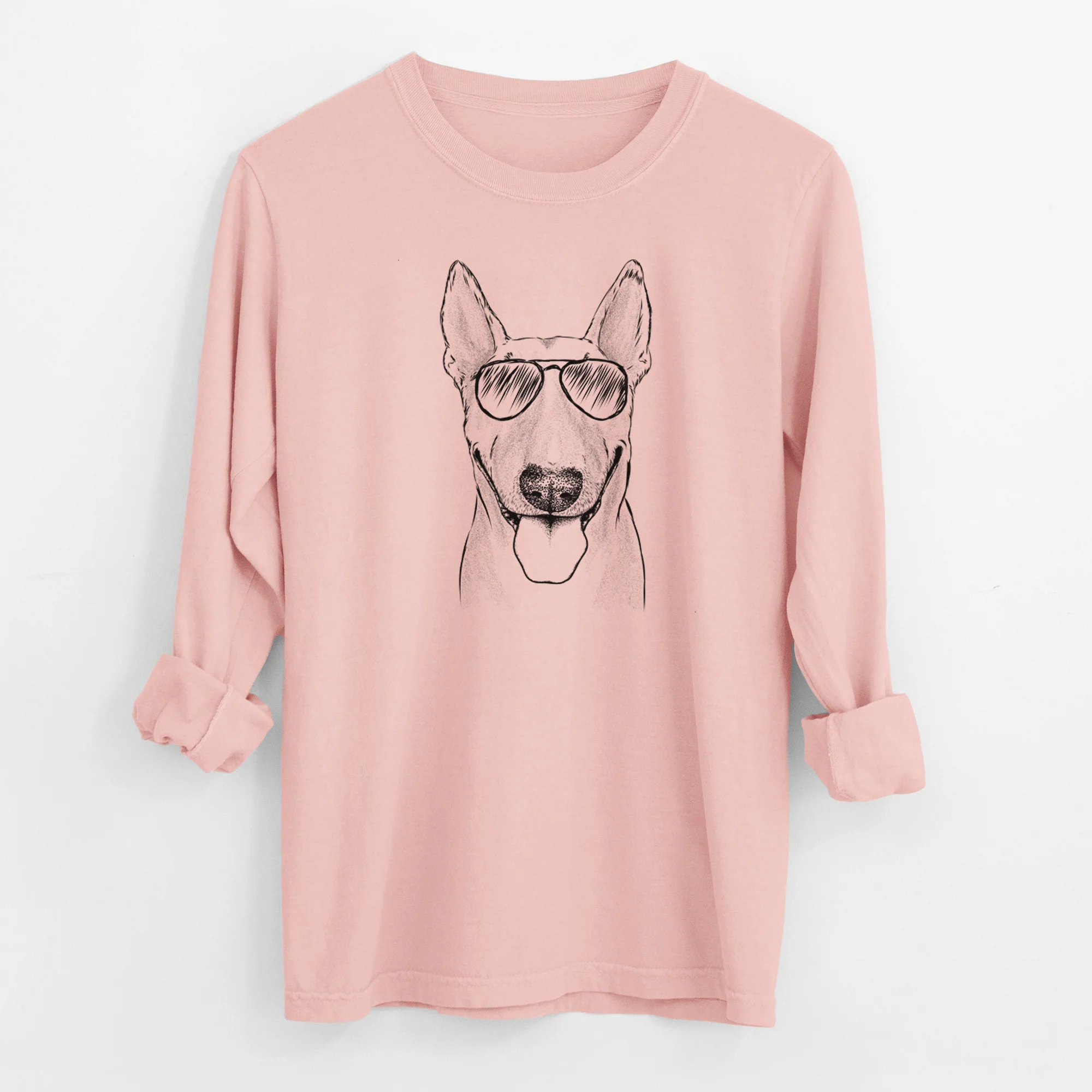 Aviator Chloe the Bull Terrier - Men's Heavyweight 100% Cotton Long Sleeve - Image 12