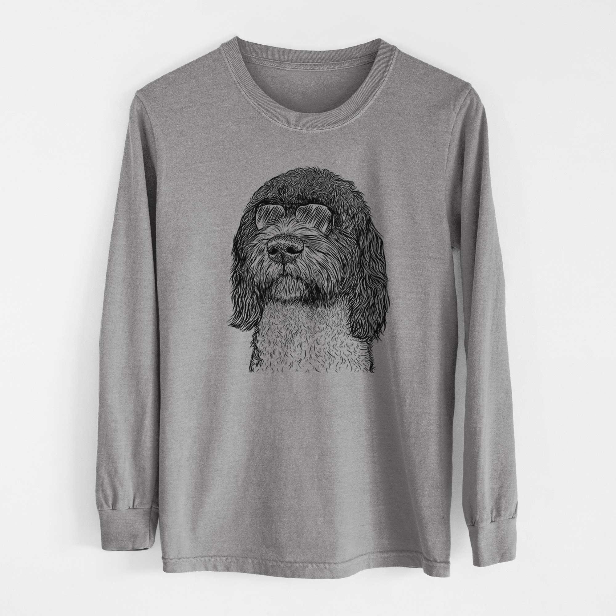 Aviator Chris the Portuguese Water Dog - Men's Heavyweight 100% Cotton Long Sleeve - Image 7